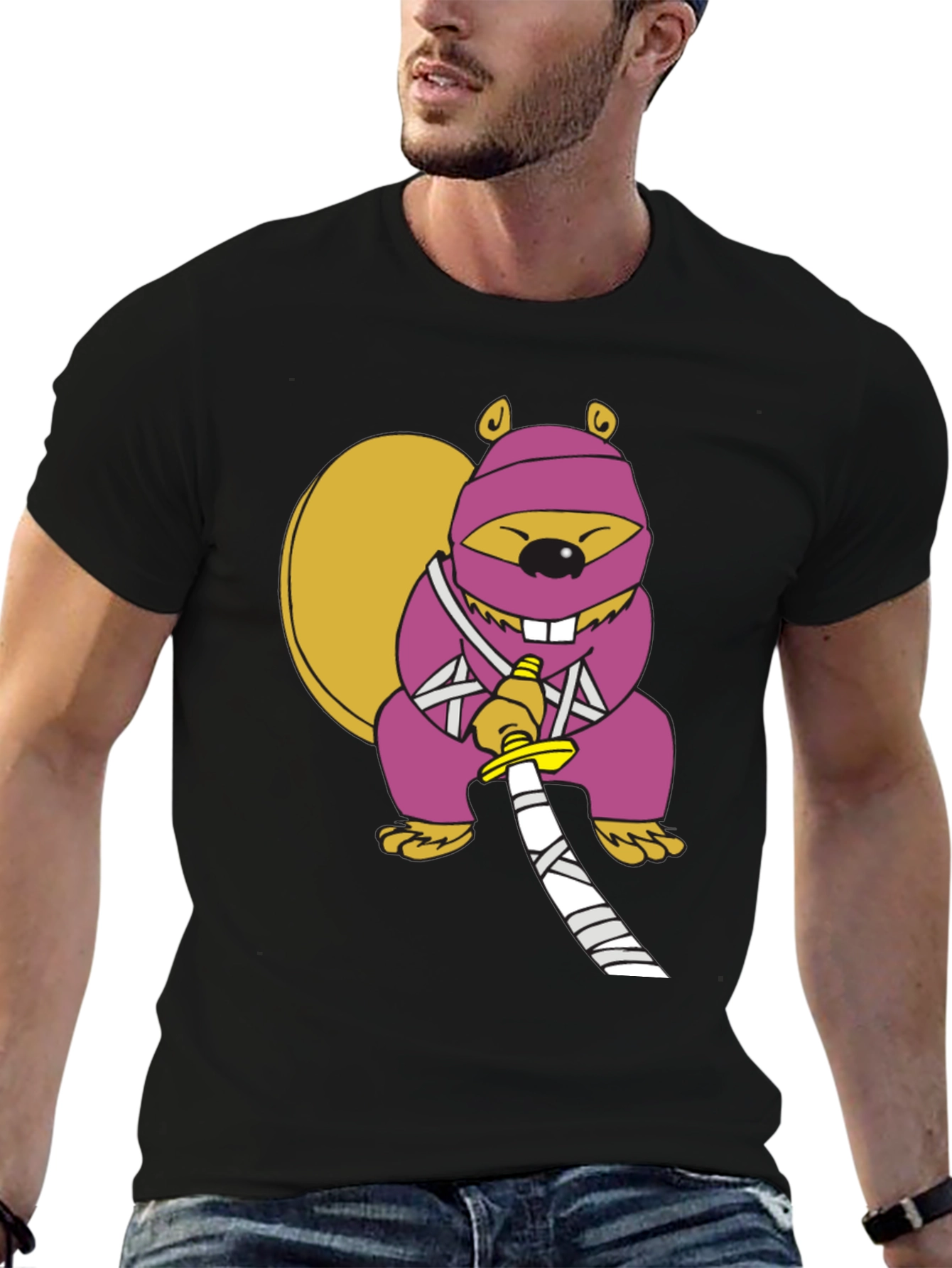 Black Ninja Squirrel Graphic Tee view 6