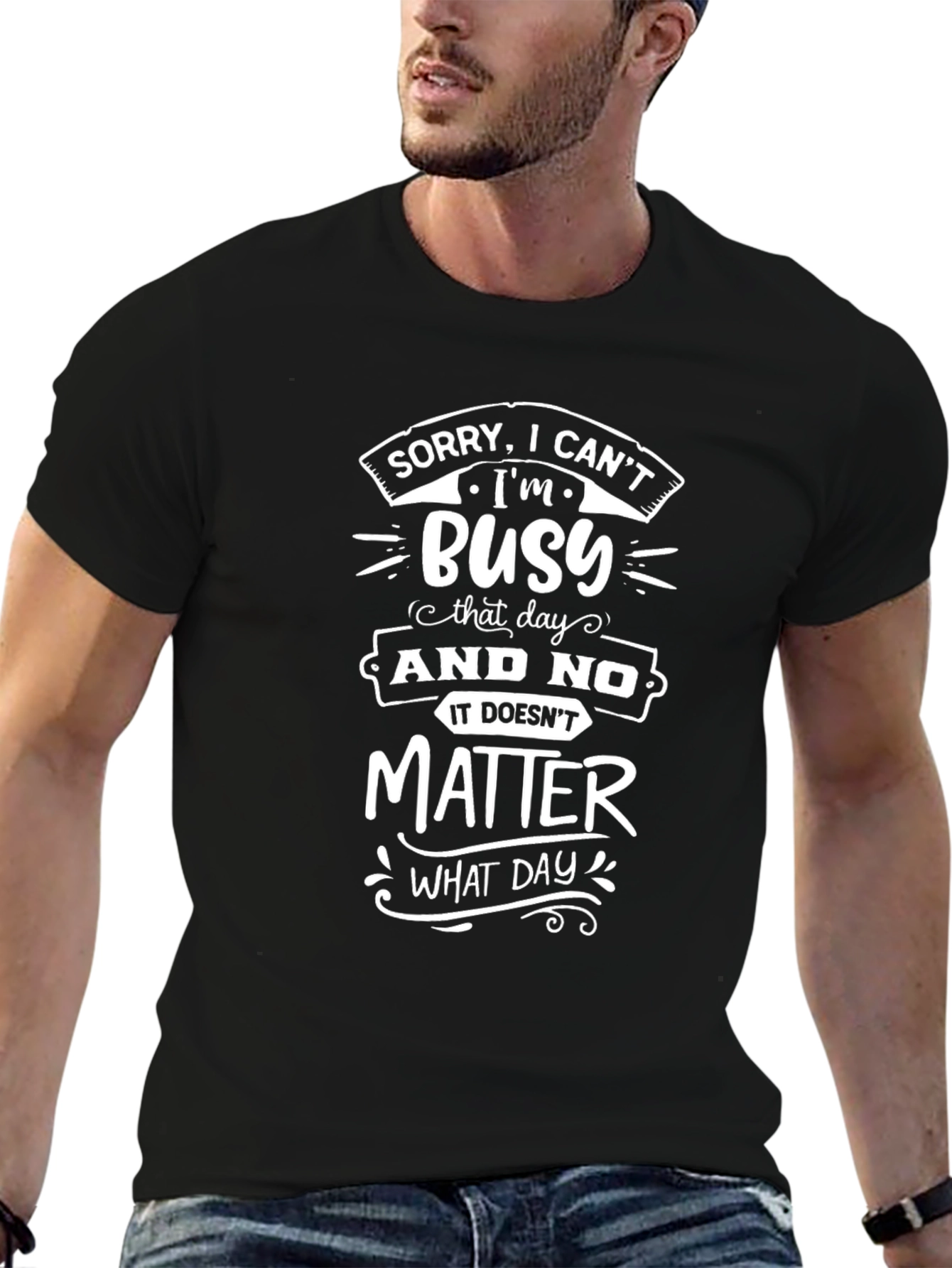 Black Busy Graphic T-Shirt - Funny Sarcastic Tee view 6