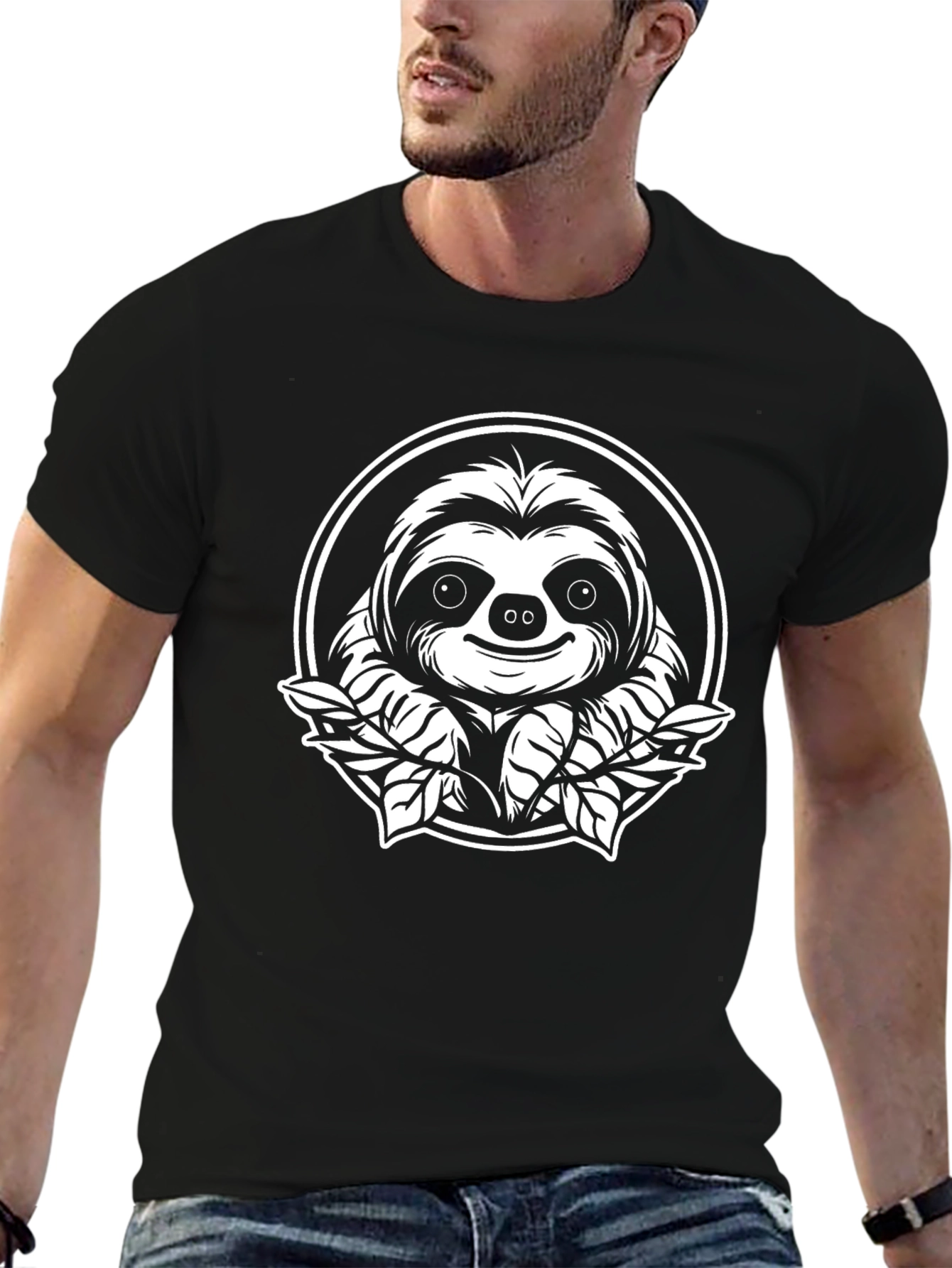 Black Sloth Graphic Tee - Black Cotton Blend view 6