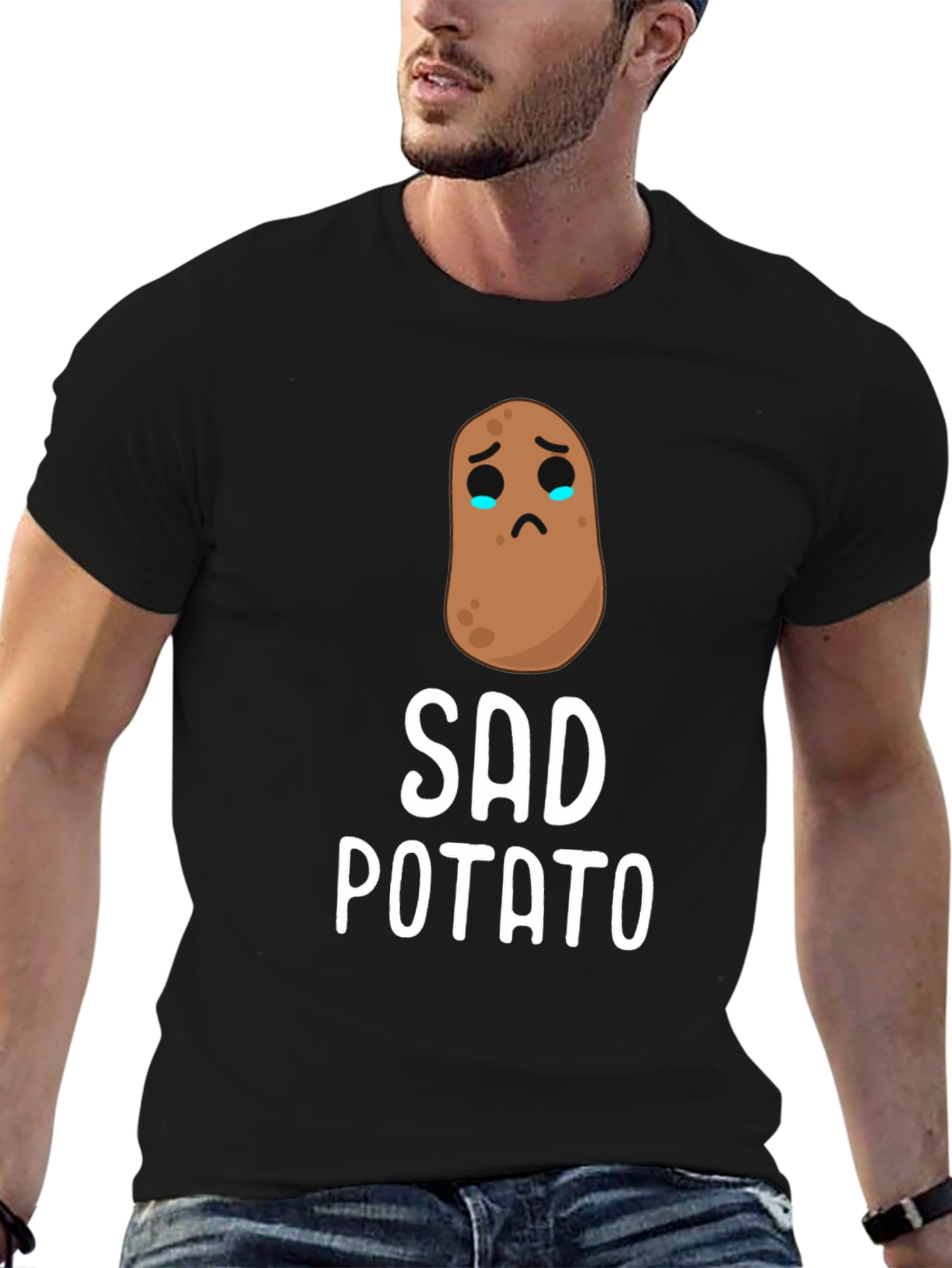 Black Sad Potato Graphic T-Shirt - Unisex Cotton Tee view 6