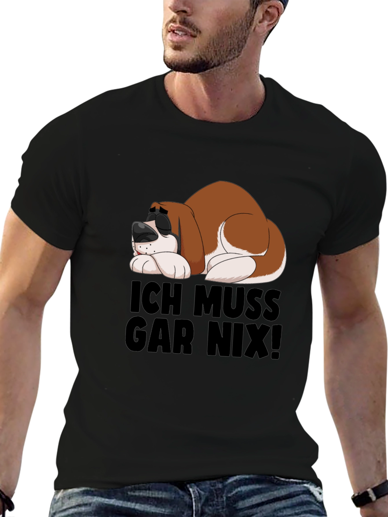 Black Ich Muss Gar Nix T-Shirt - Sleeping Dog view 6