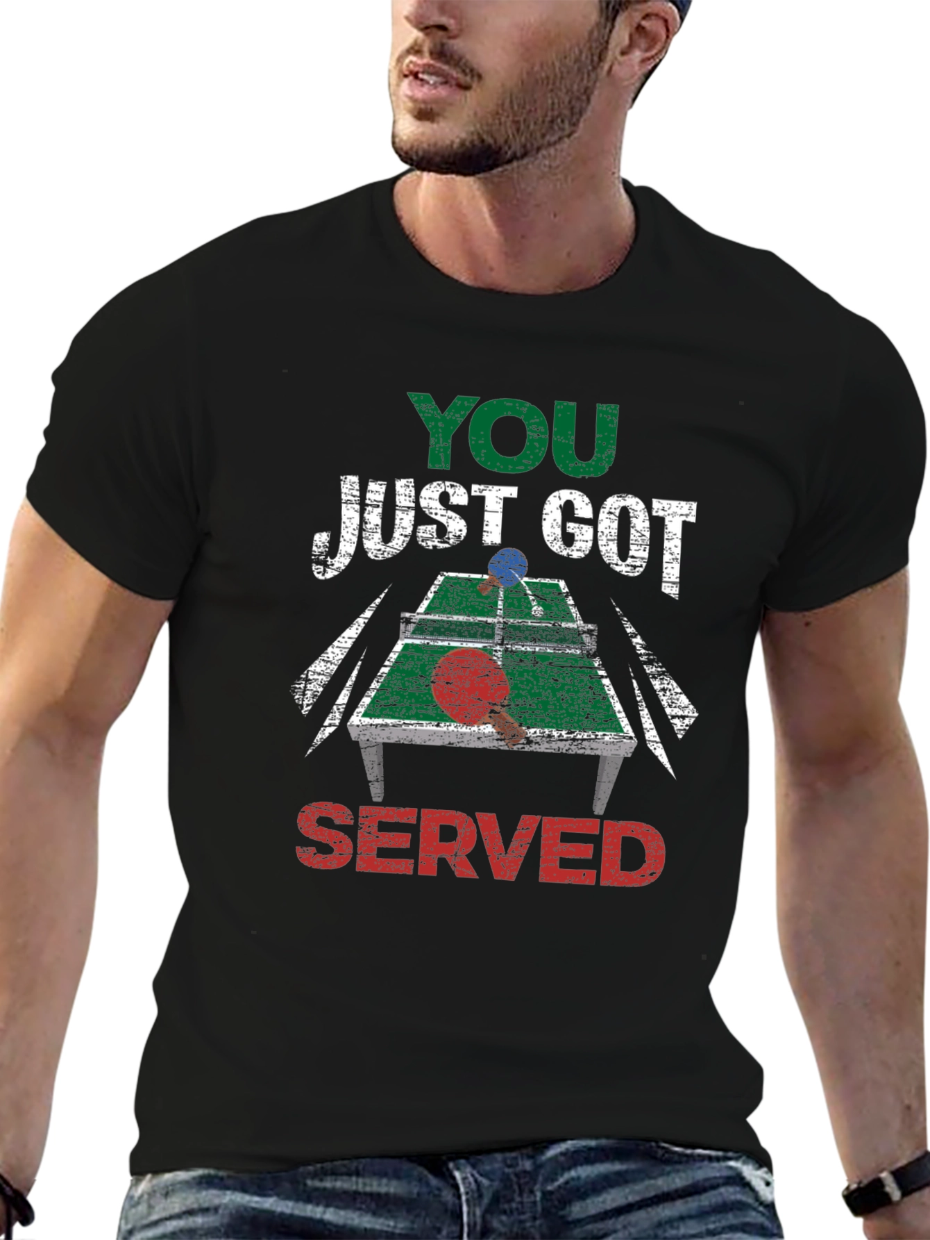 Black You Just Got Served Ping Pong T-Shirt view 6