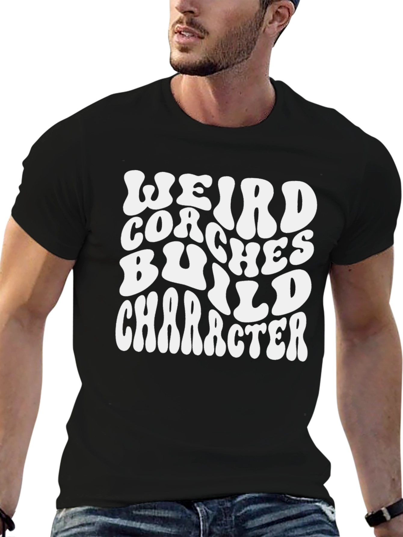 Black Weird Coaches Build Character Graphic Tee view 6