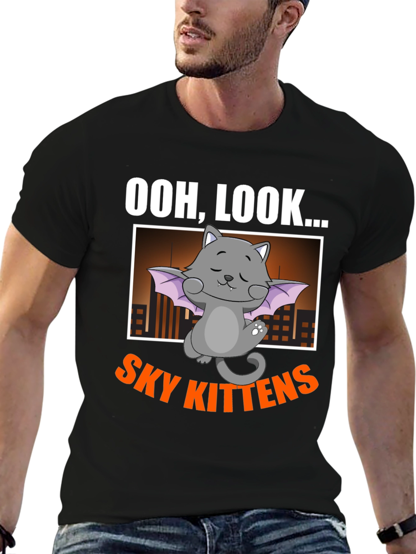 Black Ooh, Look... Sky Kittens Black Graphic Tee view 6