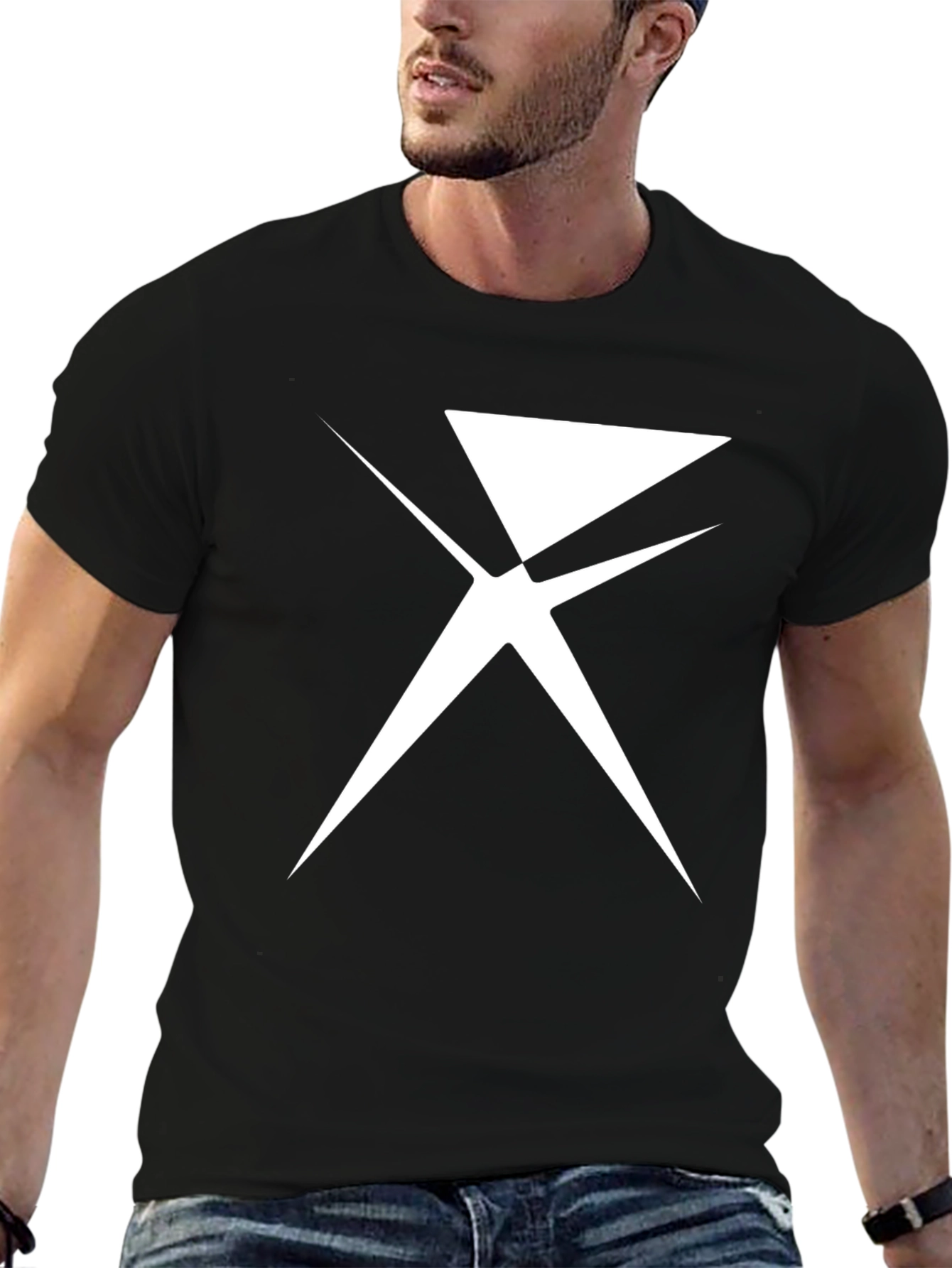 Black Abstract Graphic Black T-Shirt view 6