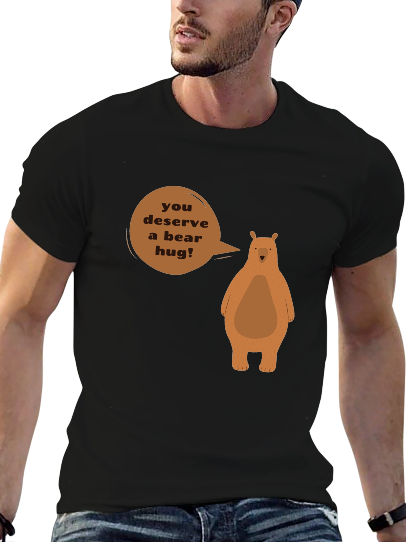 Black Bear Hug Graphic T-Shirt - You Deserve a Bear Hug! view 6