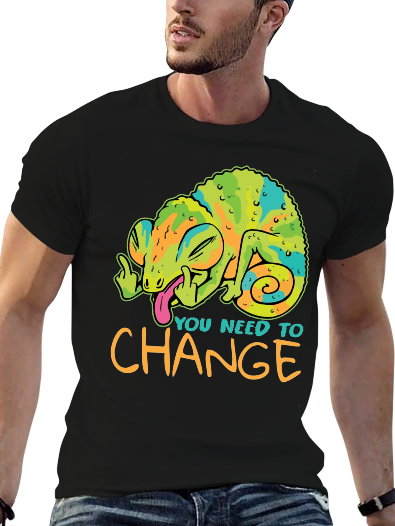 Black You Need To Change T-Shirt Chameleon Funny Offensive view 6