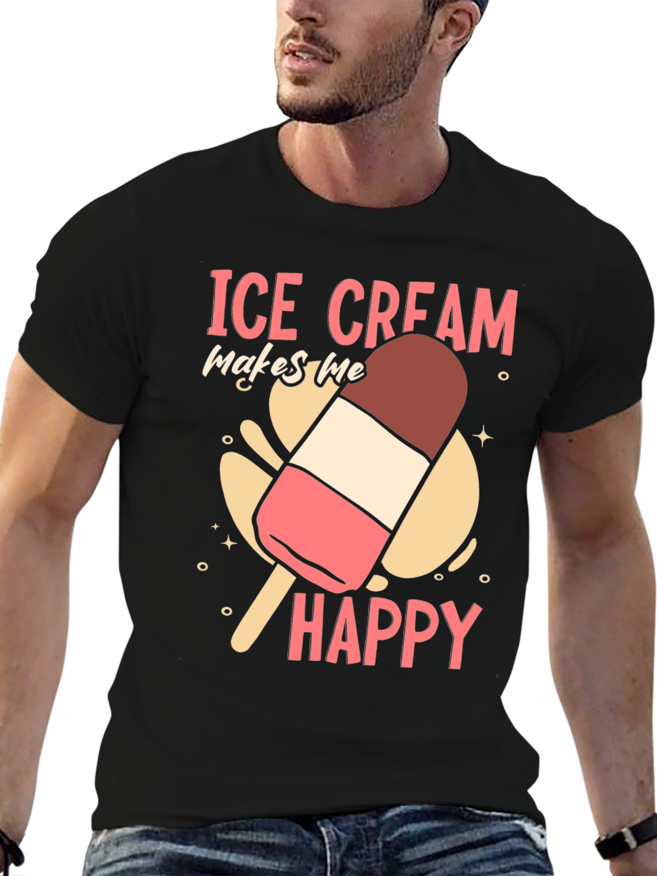 Black Ice Cream Makes Me Happy Graphic Tee view 6