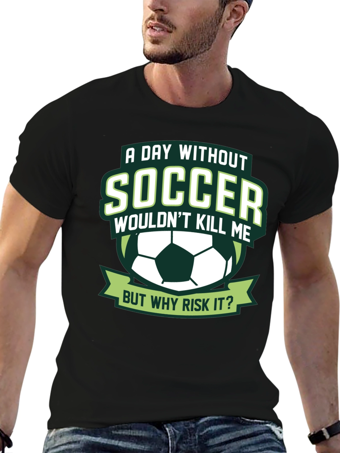 Black Soccer T-Shirt: A Day Without Soccer view 6