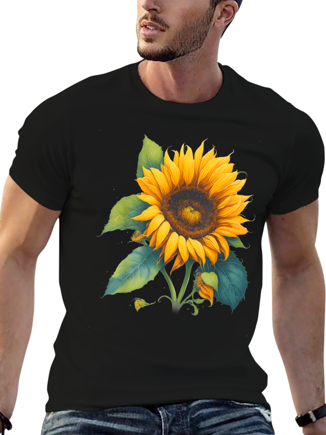 Black Sunflower Graphic Black T-Shirt view 6