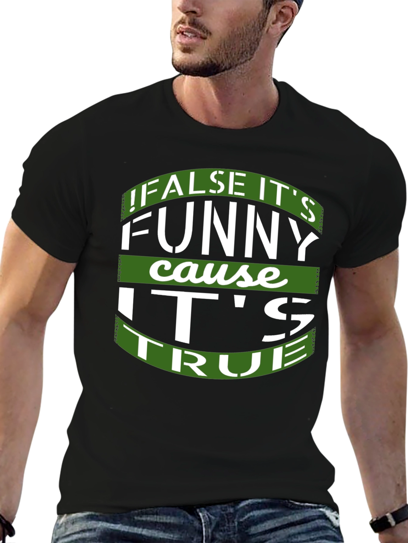 Black Funny It's True Black Graphic T-Shirt view 6