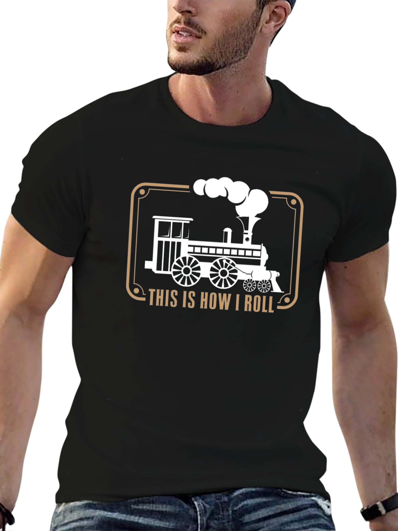 Black This is How I Roll Steam Train T-Shirt view 6