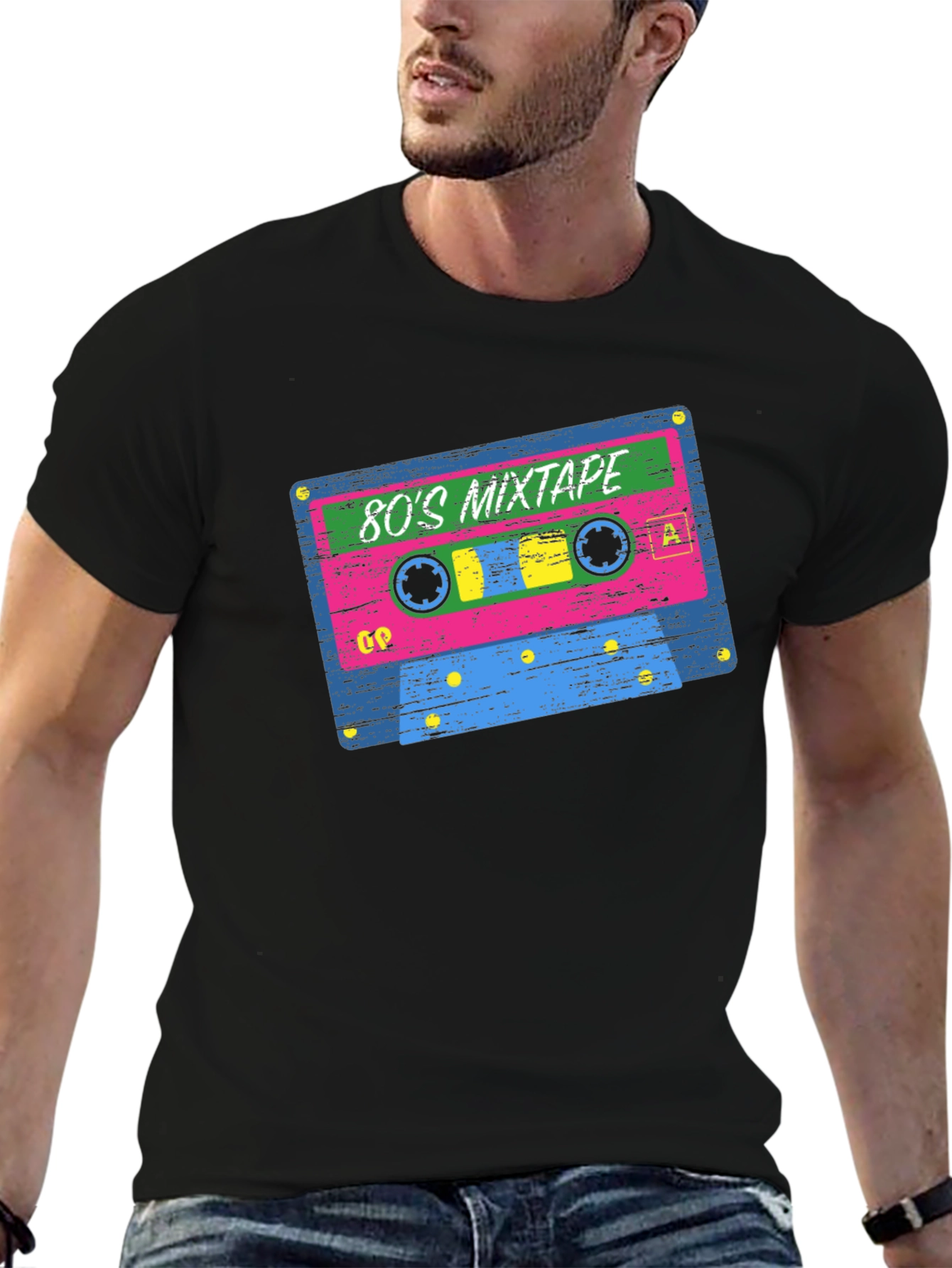 Black 80's Mixtape Retro Graphic T-Shirt view 6
