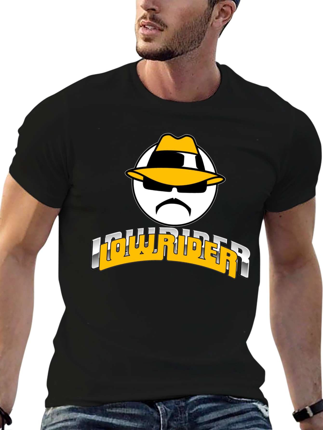 Black Lowrider T-Shirt - Black Tee with Graphic Design view 6