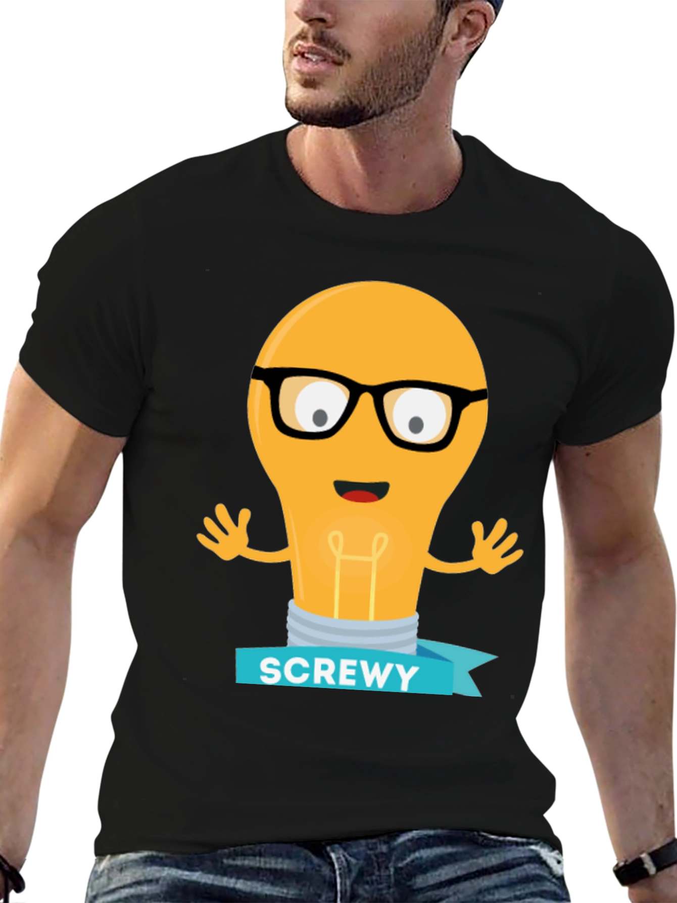 Black Screwy Light Bulb Graphic Tee view 6
