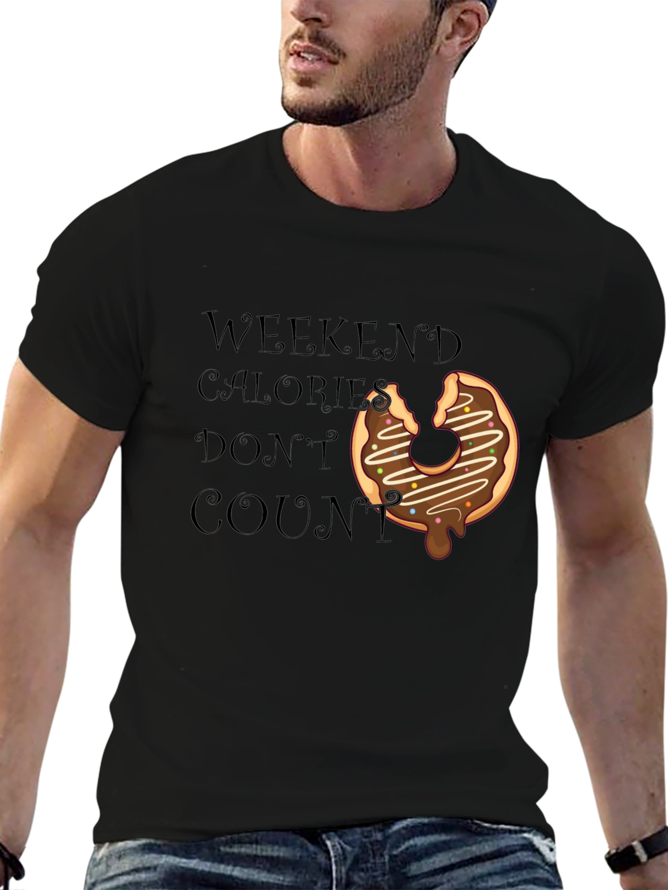 Black Weekend Calorie Donut Graphic Tee view 6