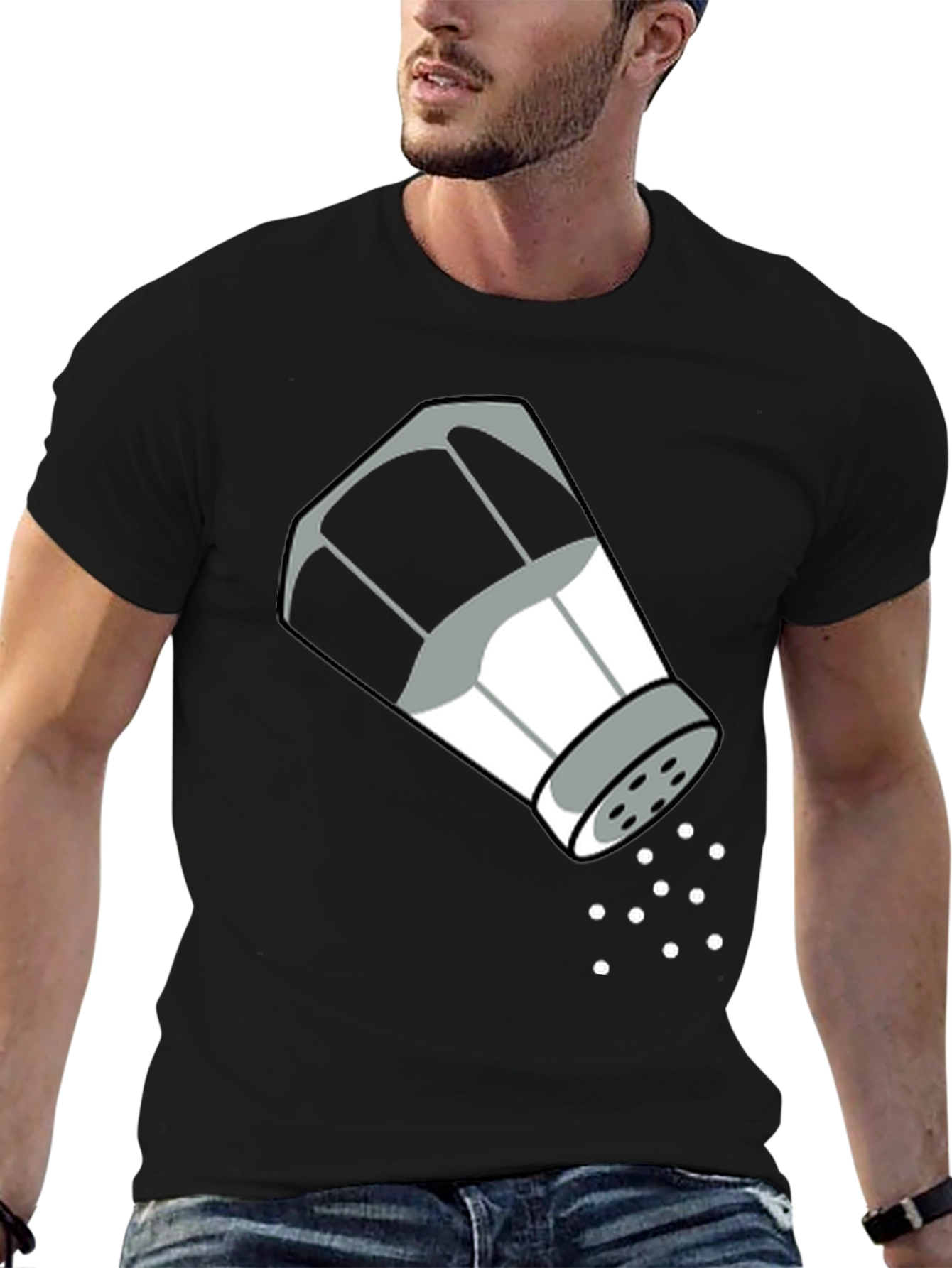 Black Salt Shaker Graphic Tee - Quirky T-Shirt Design view 6