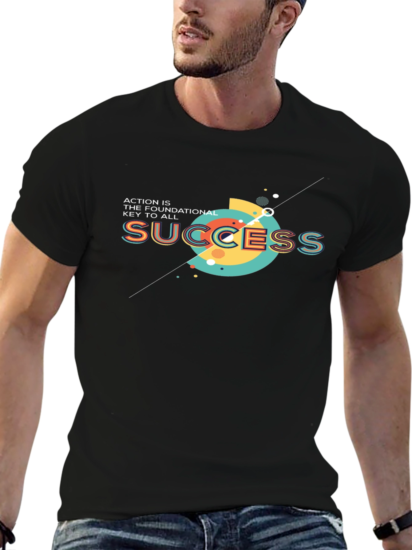 Black Success Graphic Tee - Action is Key! view 6