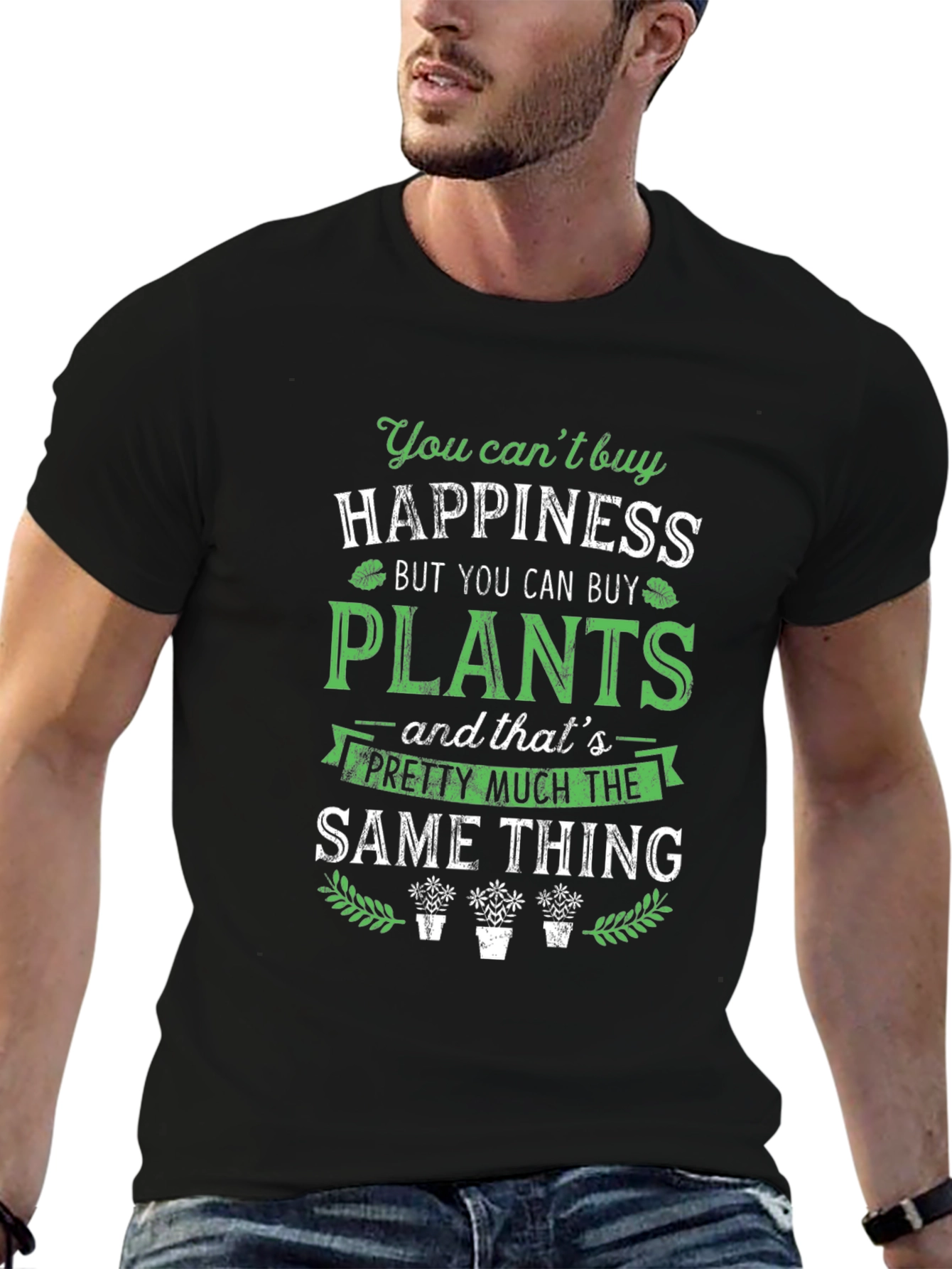 Black Happiness is Plants Graphic Tee view 6