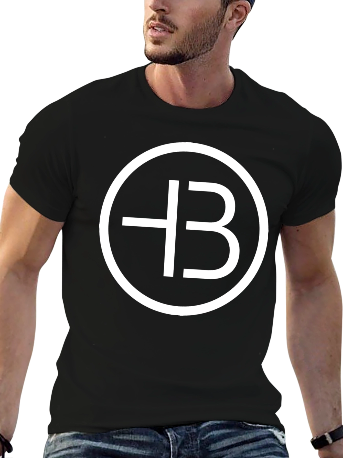 Black Modern Logo Graphic Tee - Black Cotton Blend view 6