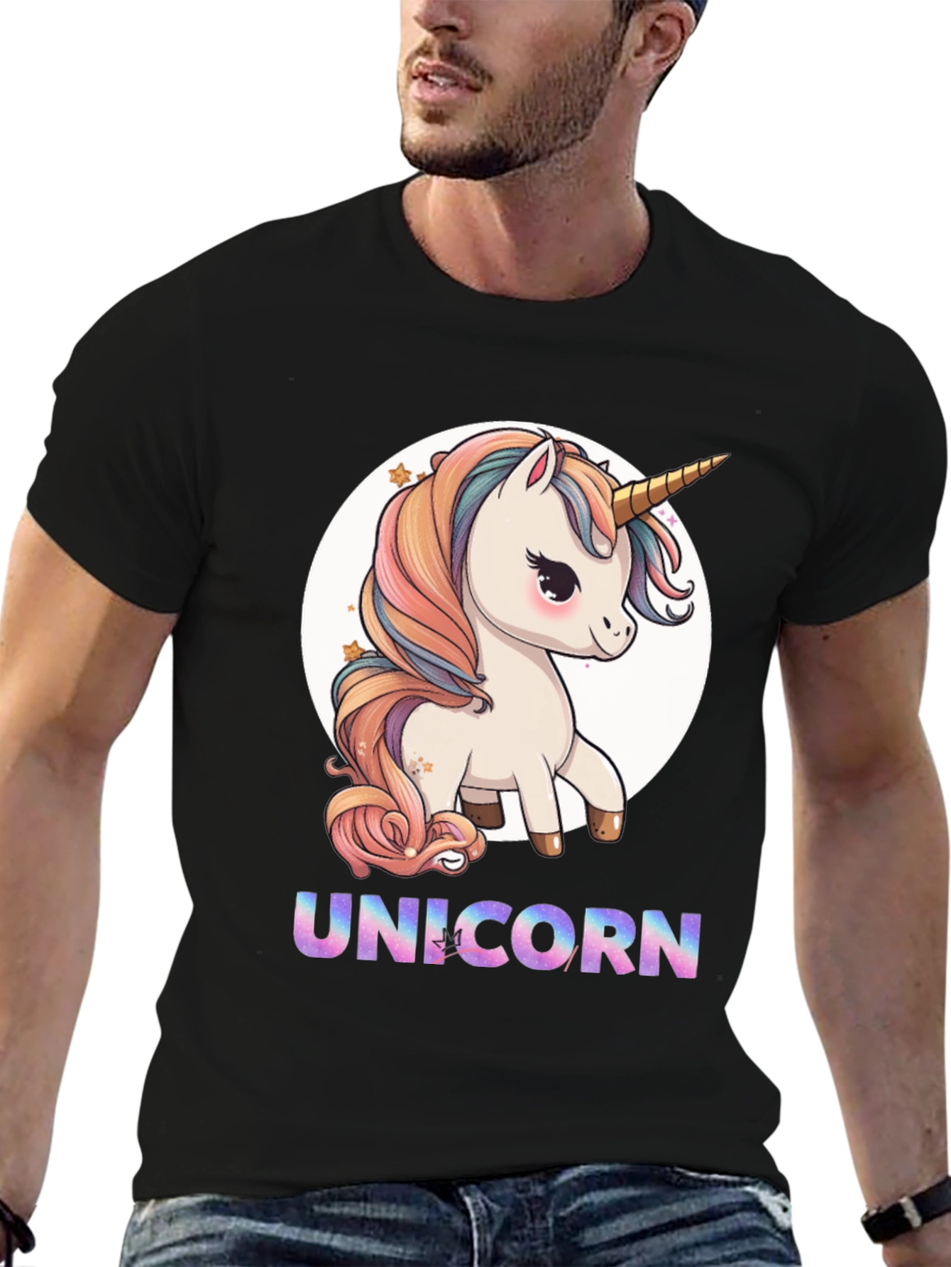 Black Unicorn T-Shirt - Cute Cartoon Style view 6