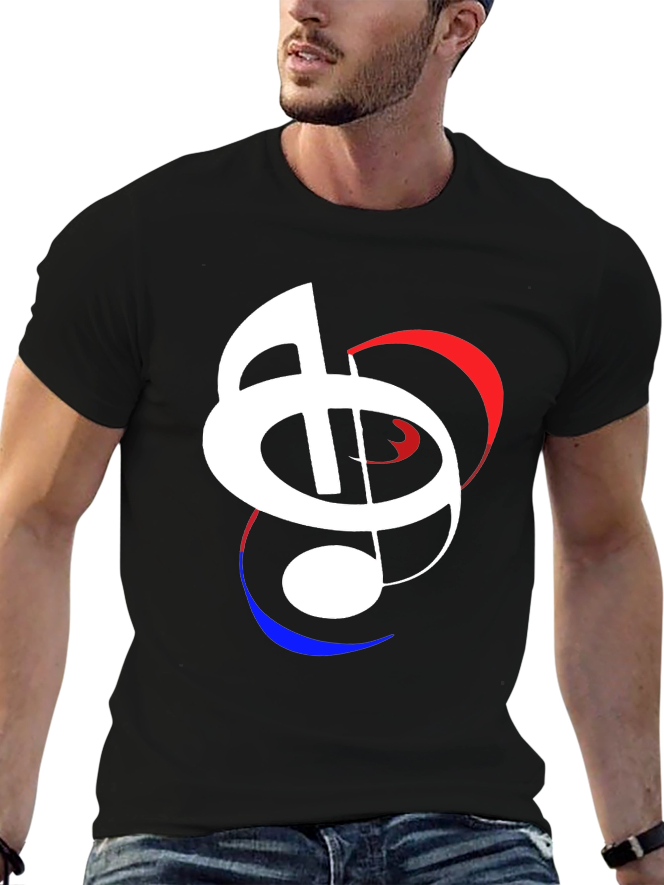 Black Musical Note Graphic Black T-Shirt view 6