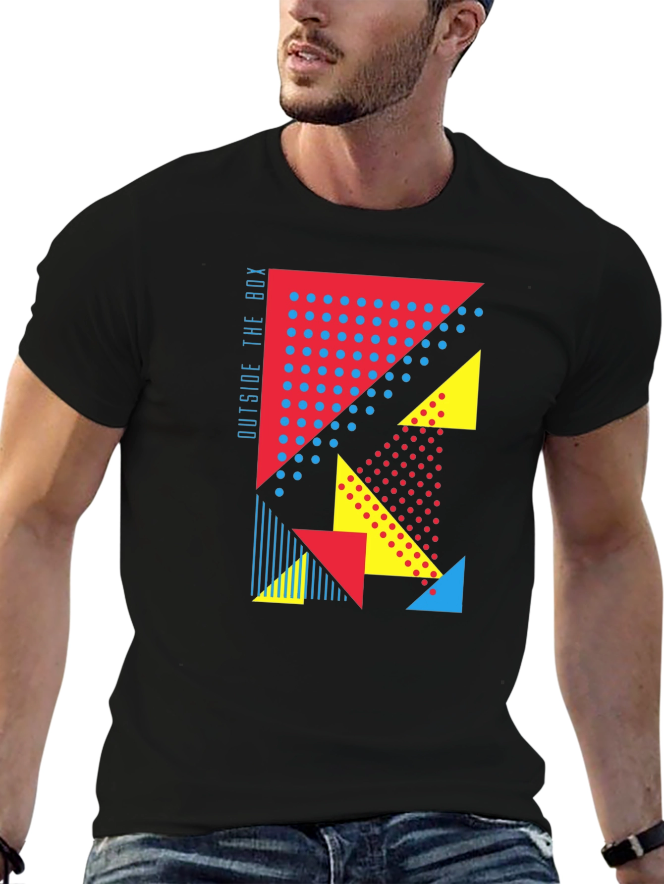 Black Geometric Graphic Print Tee - Outside the Box view 6