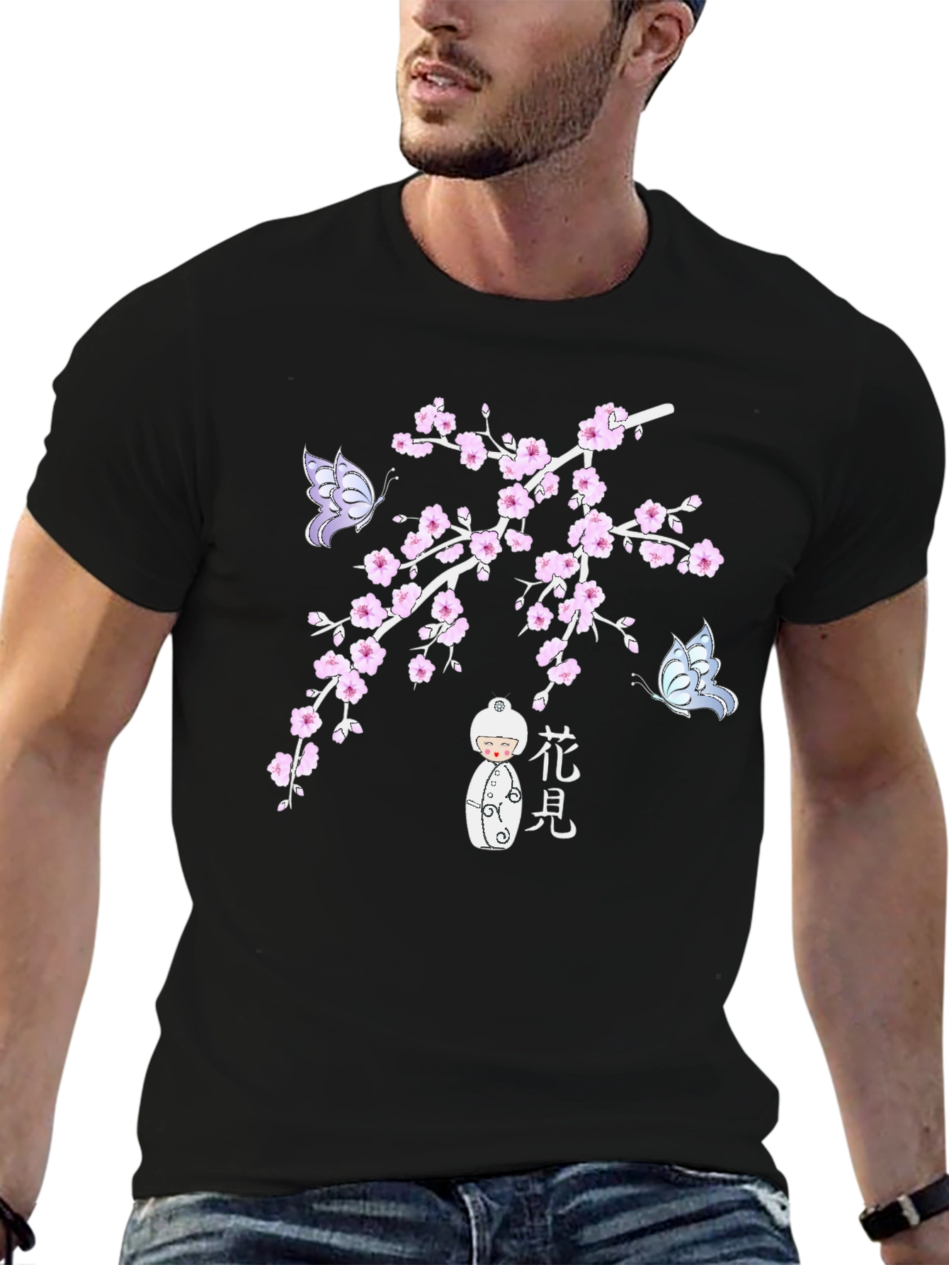 Black Floral Butterfly Graphic T-Shirt view 6