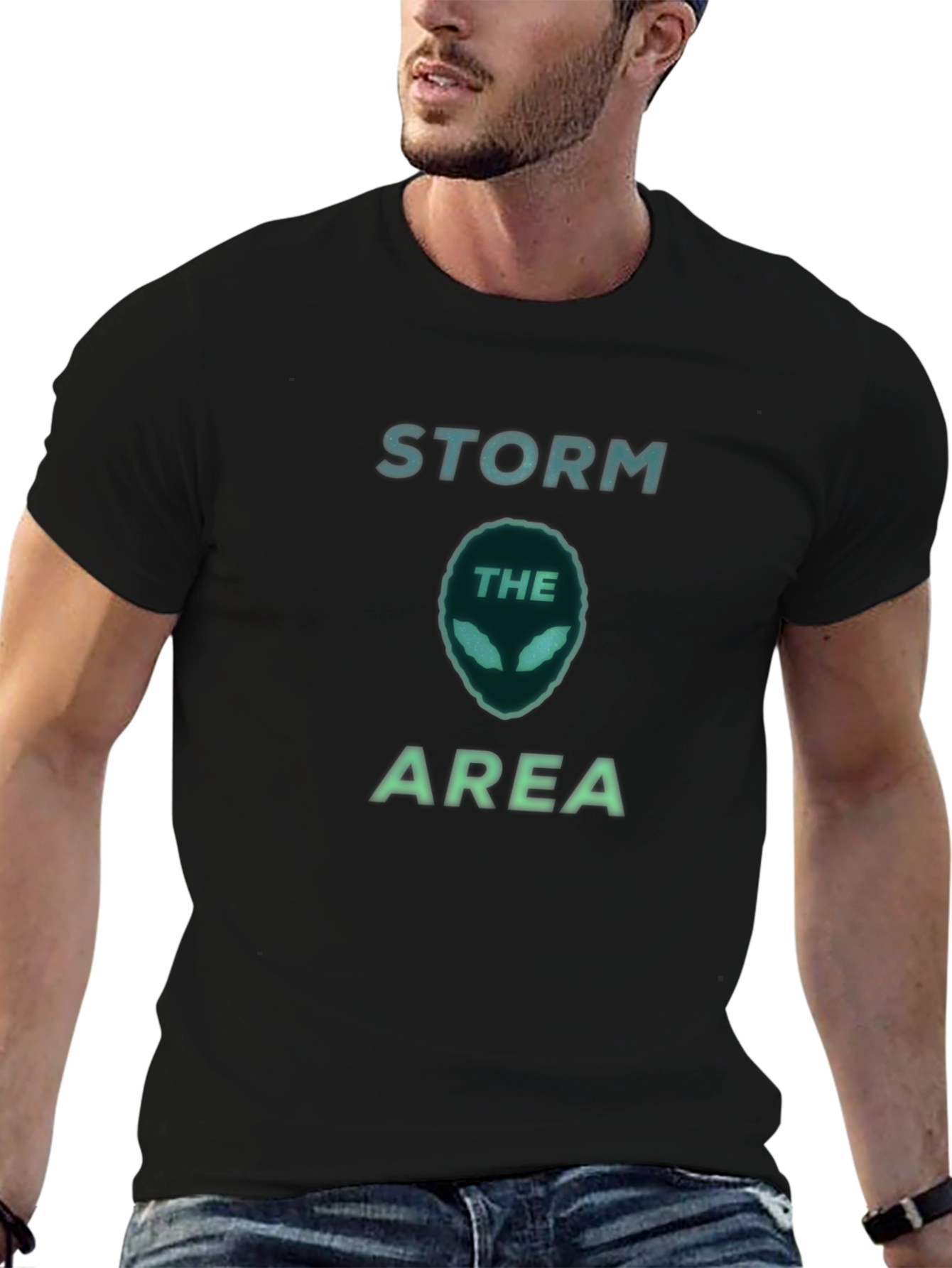 Black Storm Area Alien Head Graphic Tee - Black view 6