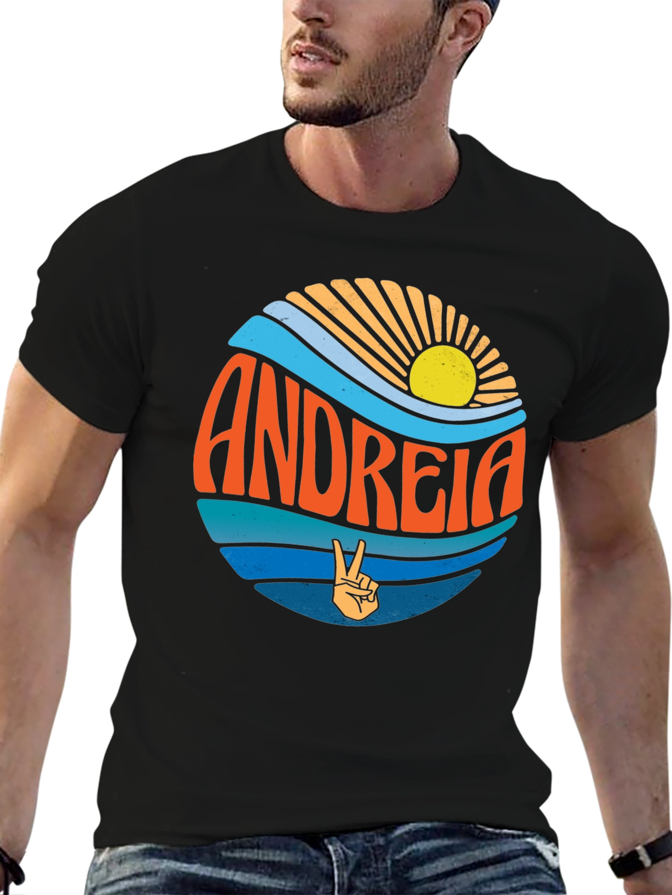 Black Andreia Retro Beach T-Shirt view 6