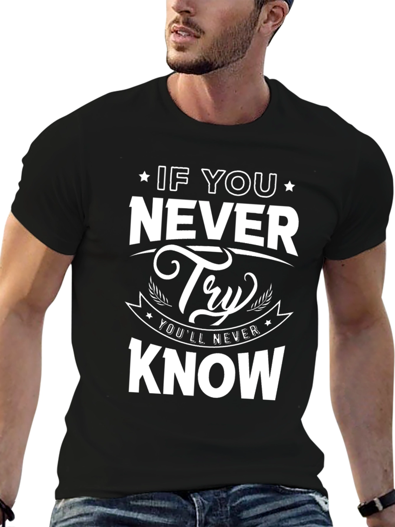 Black Never Try Never Know Graphic Tee view 6