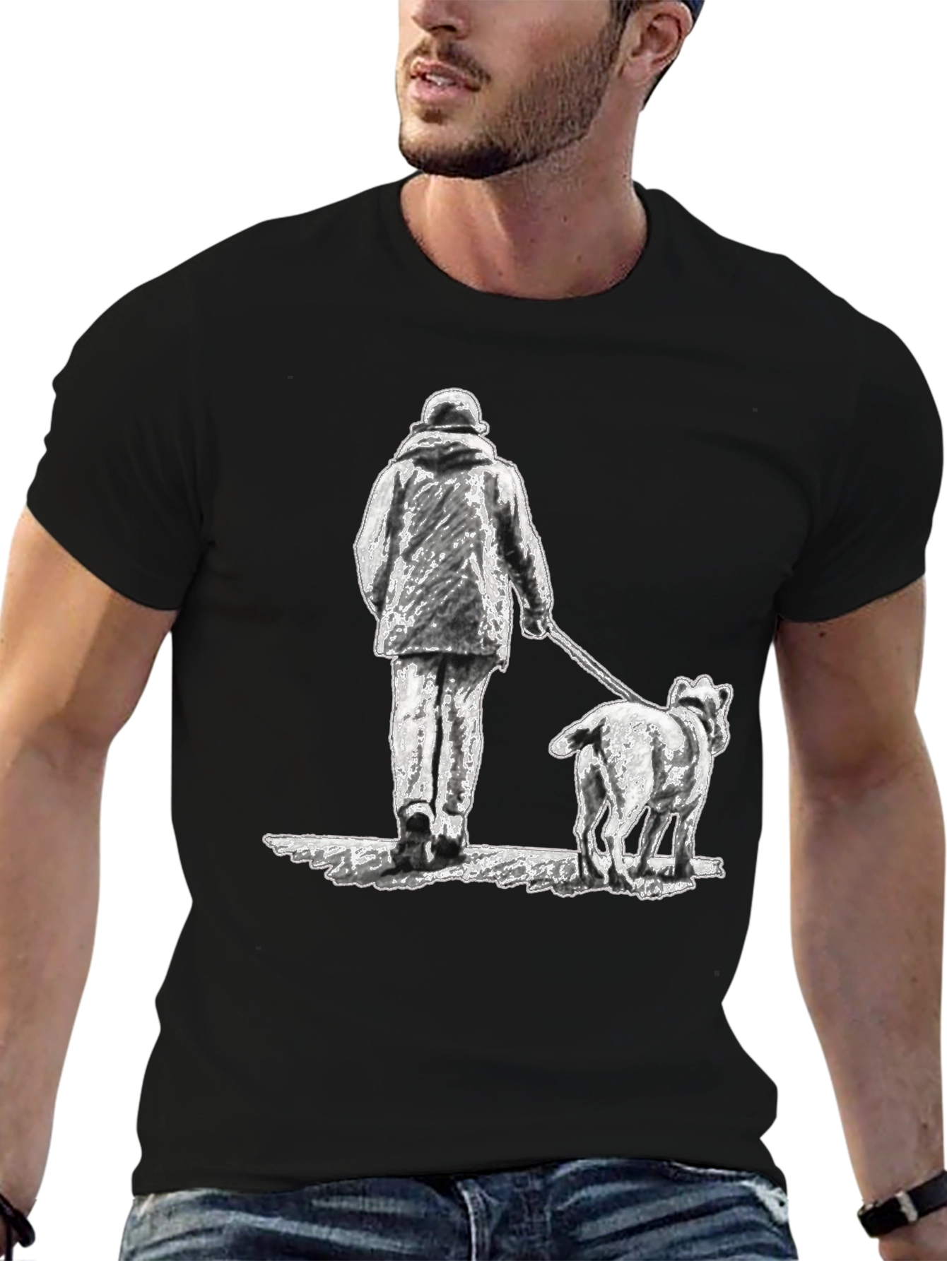 Black Dog Walk T-Shirt - Black Graphic Tee view 6
