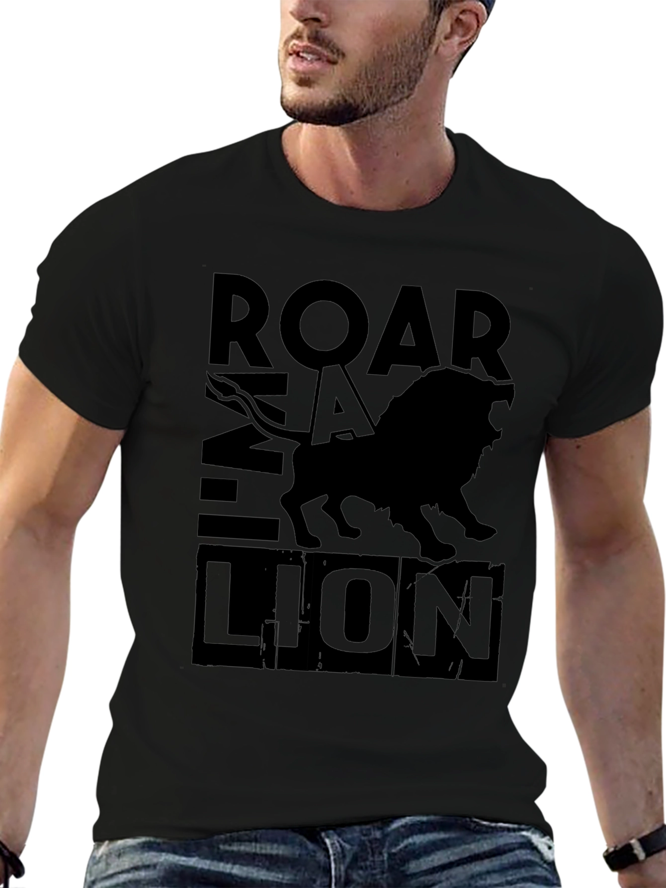 Black Roar Lion Black Graphic Tee view 6