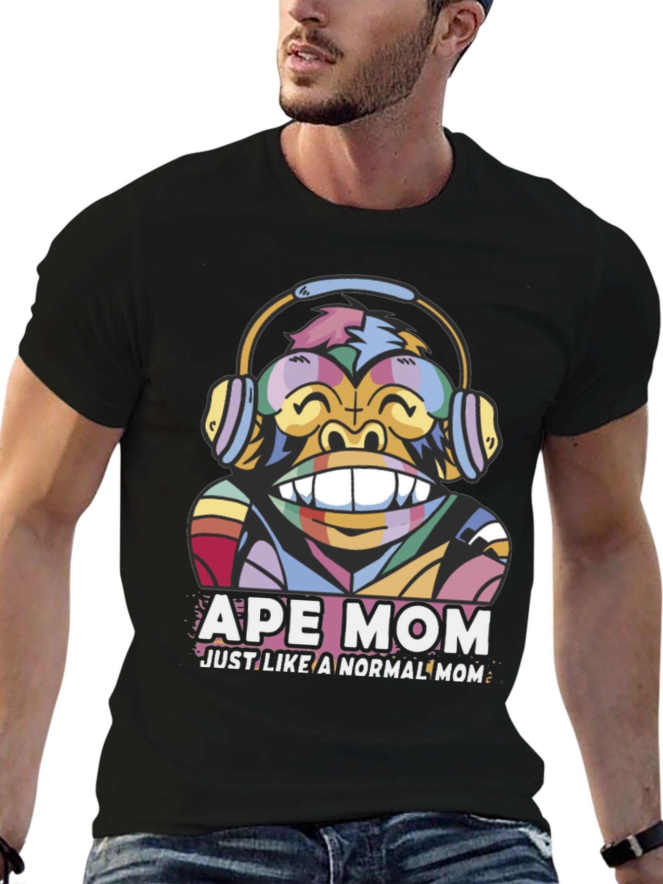 Black Ape Mom T-Shirt - Fun Graphic Tee view 6
