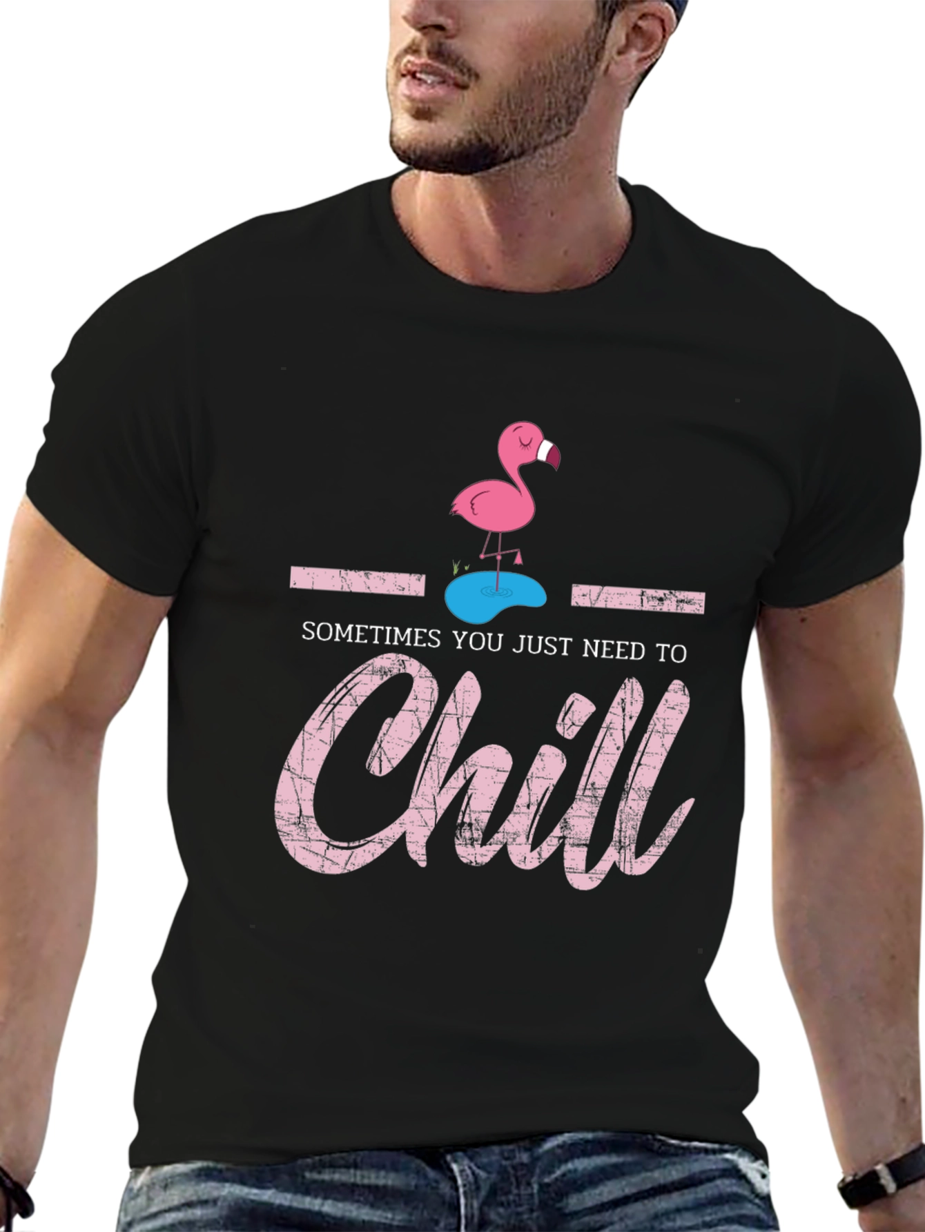 Black Chill Flamingo Graphic Tee - Black view 6