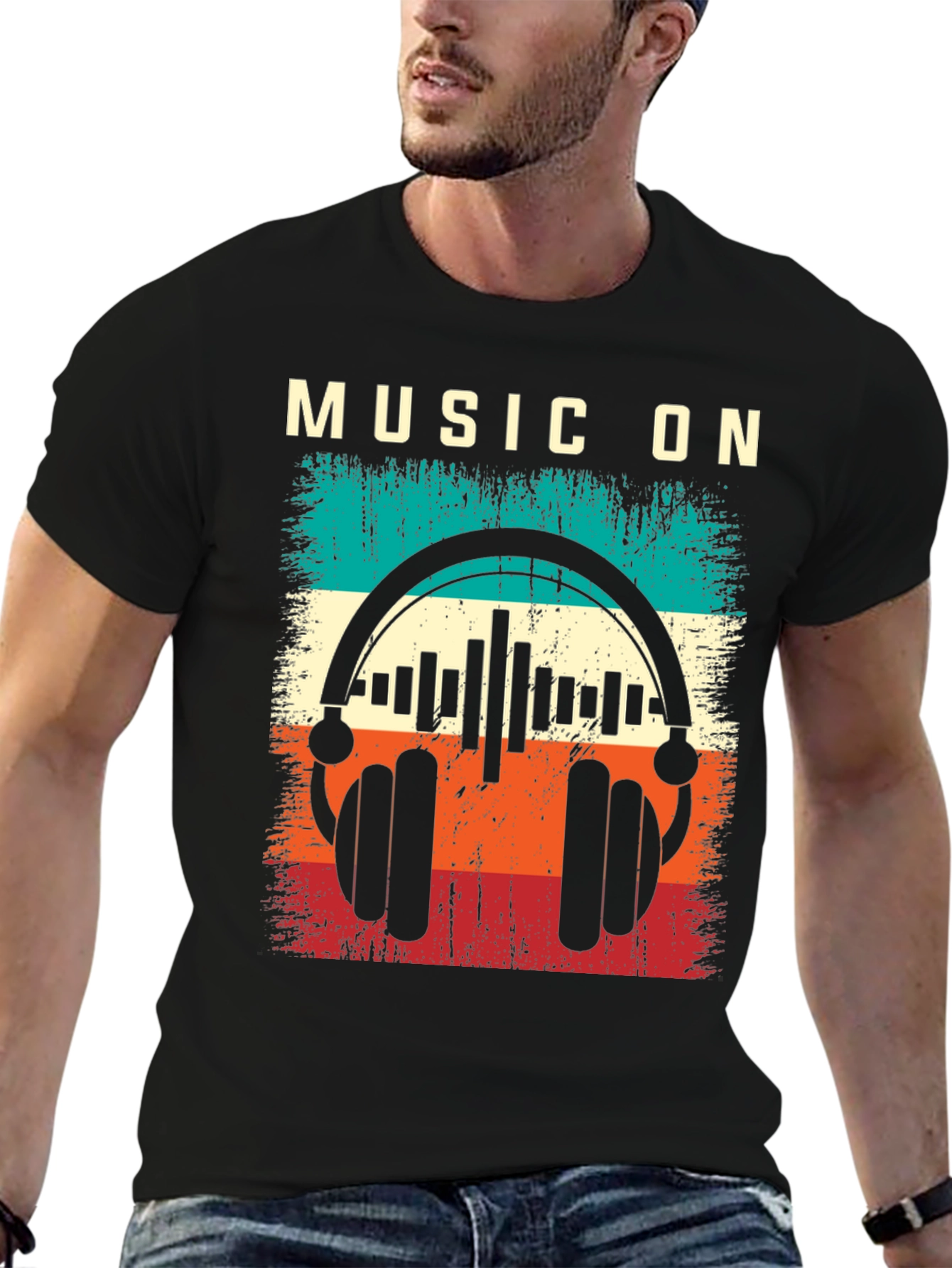Black Music On Graphic T-Shirt Retro Style view 6