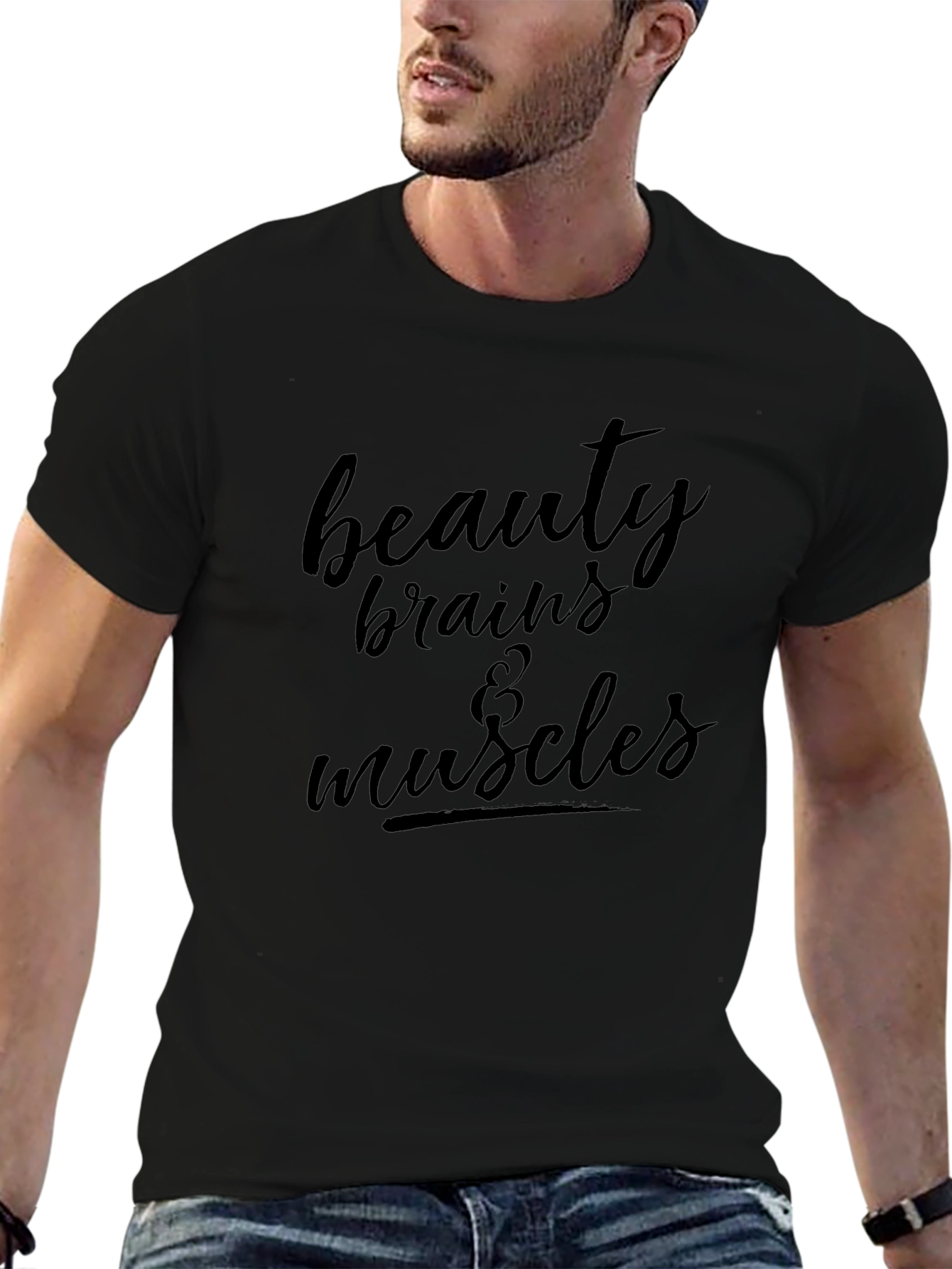 Black Beauty Brains & Muscles Black Graphic Tee view 6