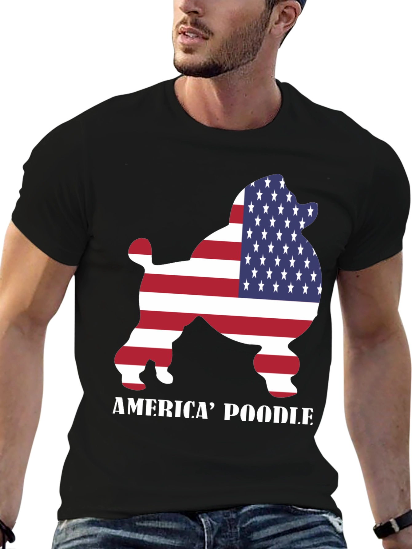 Black America' Poodle T-Shirt view 6
