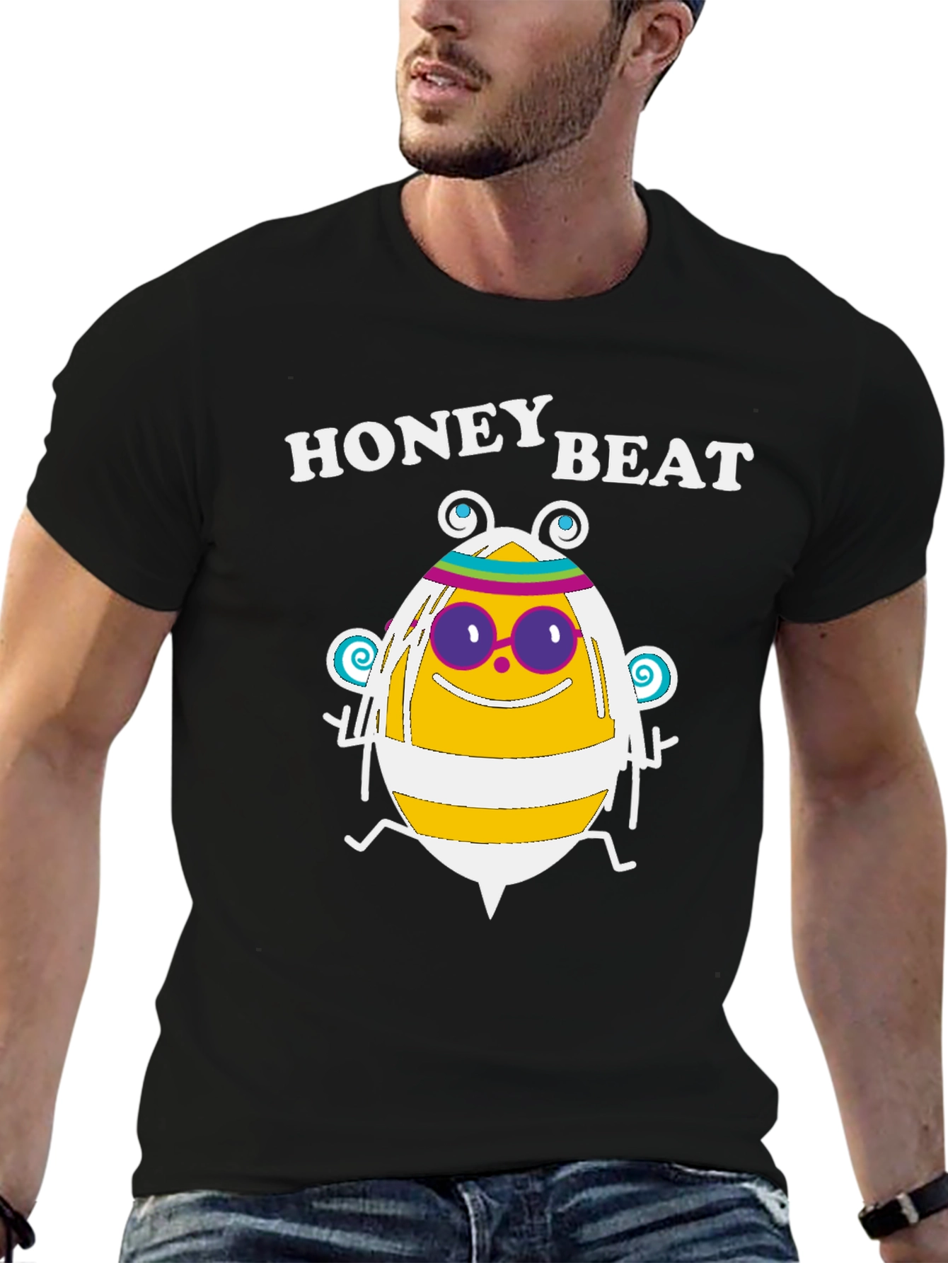 Black Honey Beat T-Shirt - Bee Design - Graphic Tee view 6