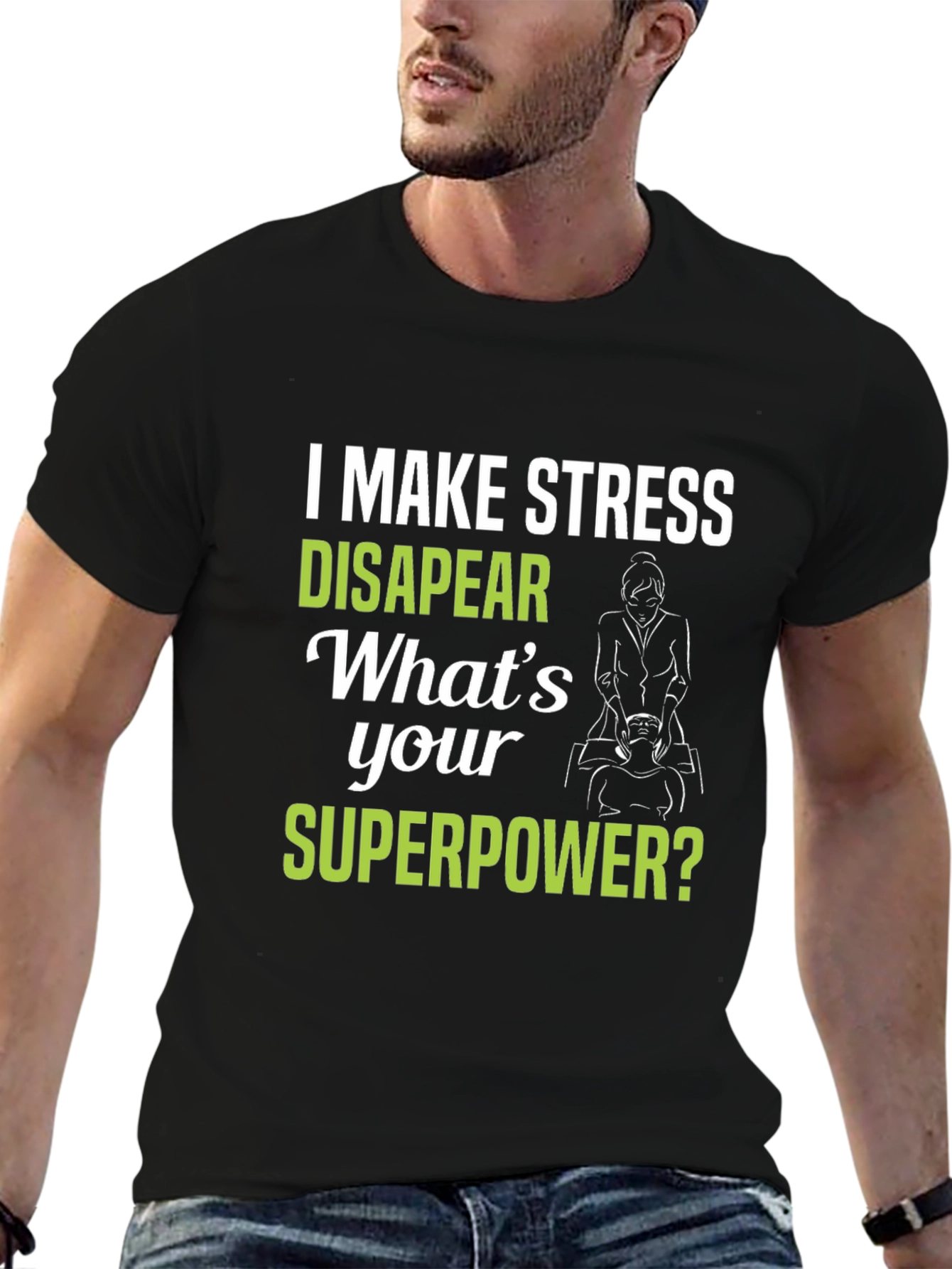 Black Stress Relief Superpower T-Shirt view 6
