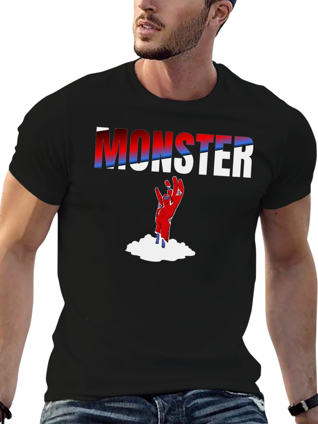 Black Monster Hand Graphic T-Shirt - Black view 6