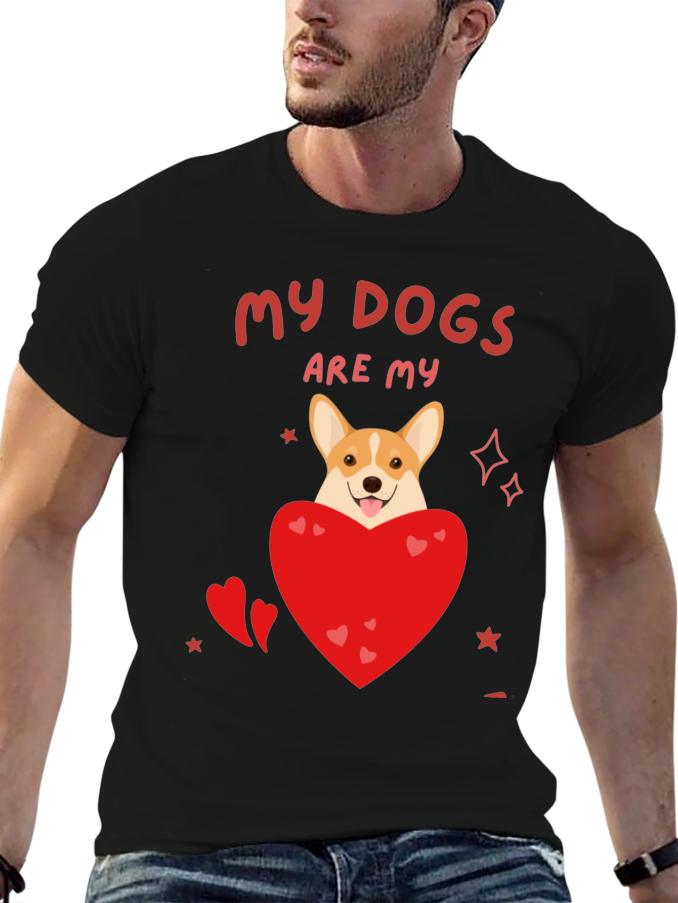 Black My Dogs Are My Valentines T-Shirt view 6