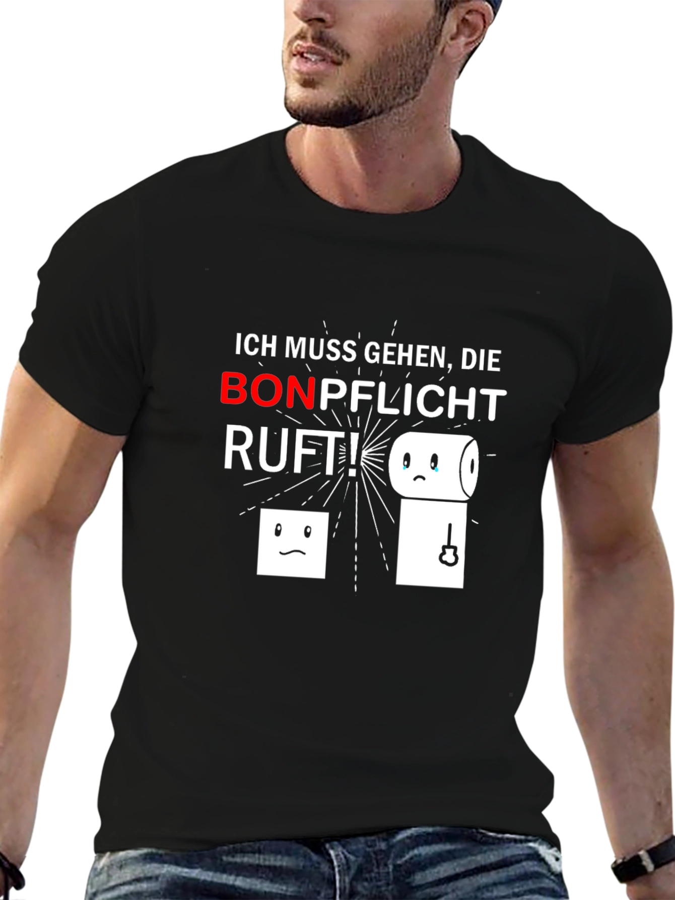 Black Ich Muss Gehen T-Shirt Funny Toilet Paper Design view 6