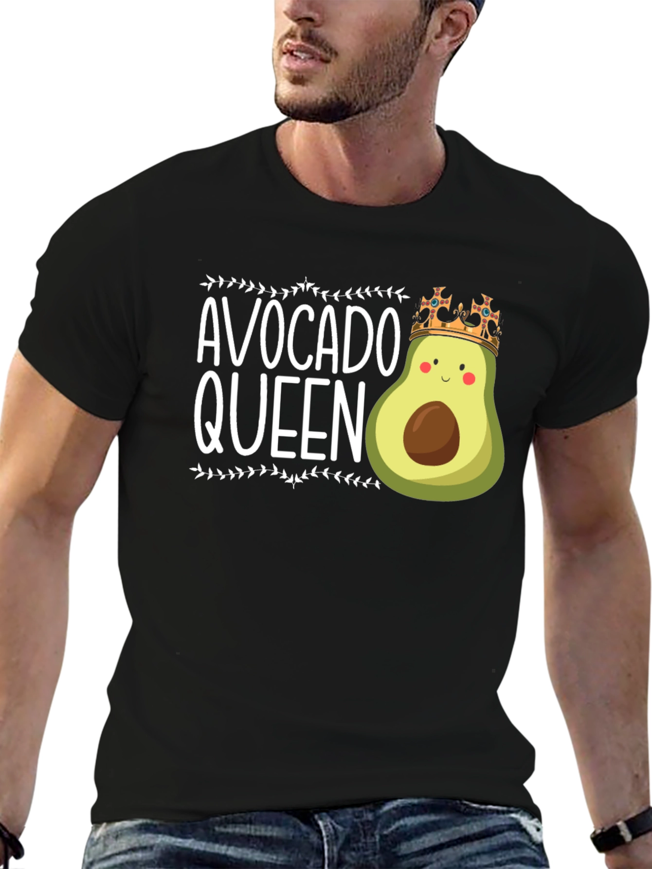 Black Avocado Queen Black T-Shirt view 6