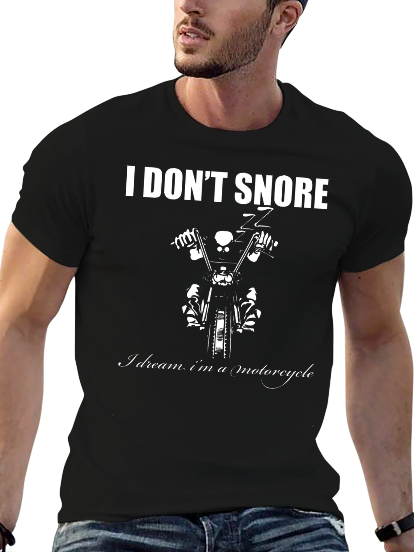Black I Don't Snore, I Dream I'm a Motorcycle - Graphic Tee view 6