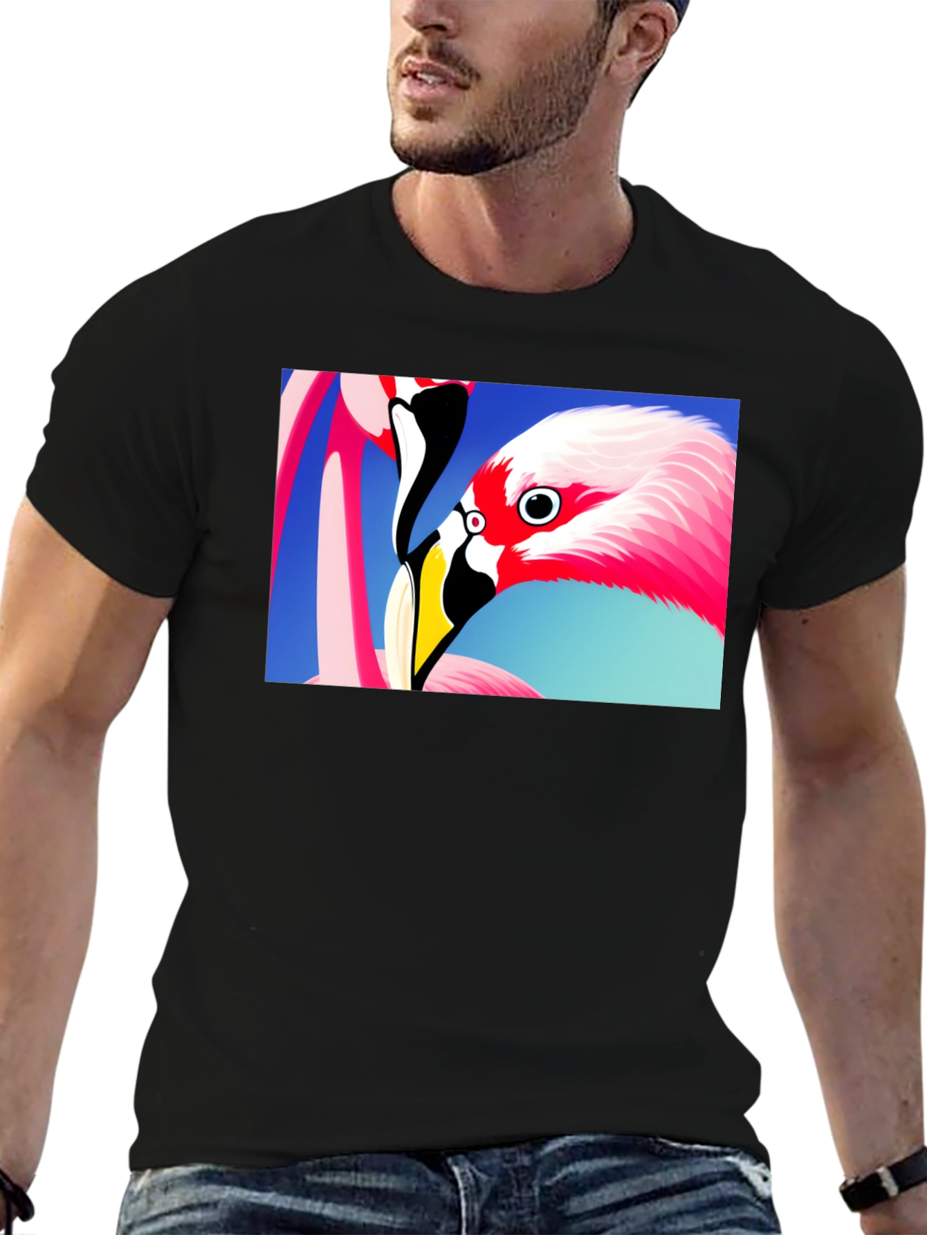 Black Flamingo Graphic Tee - Stylish Black T-Shirt view 6
