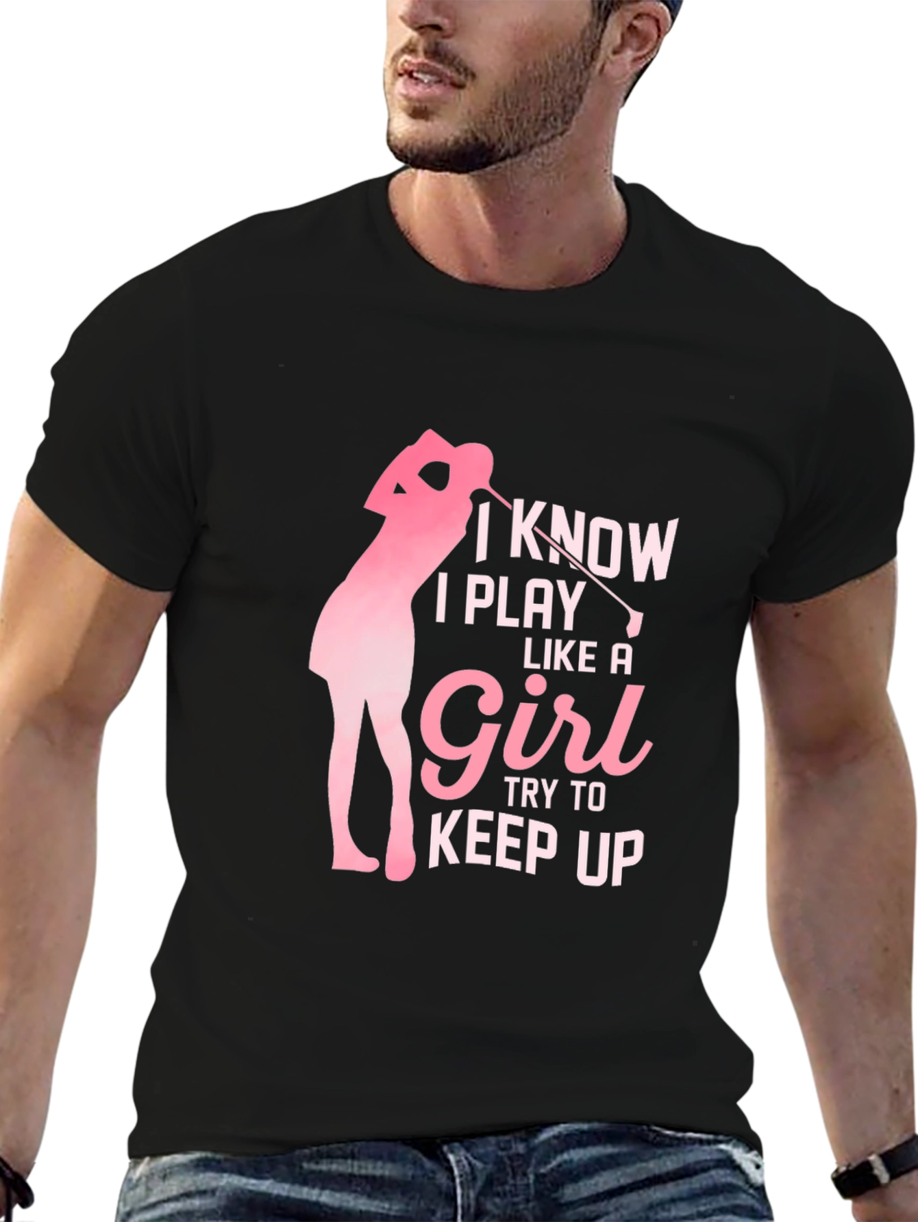 Black I Play Like a Girl Golf T-Shirt view 6