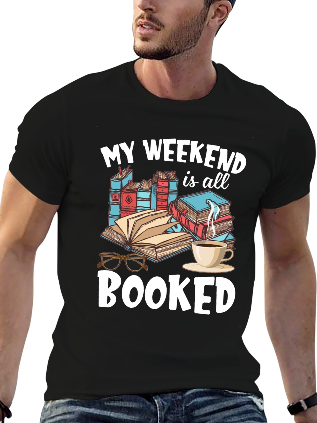 Black My Weekend is Booked T-Shirt - Reader Tee view 6