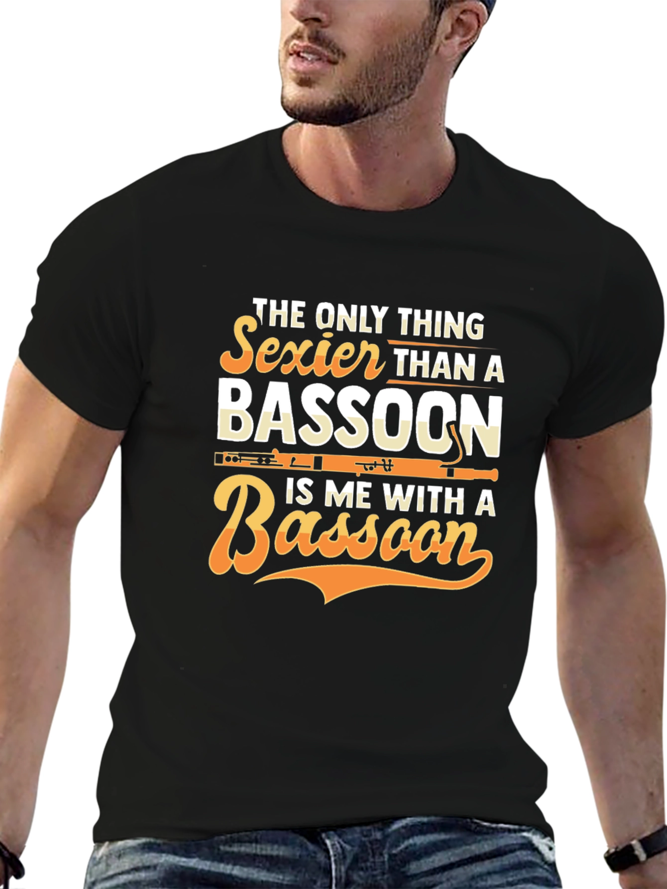 Black Bassoon Player T-Shirt - Sexier Than A Bassoon Funny Tee view 6