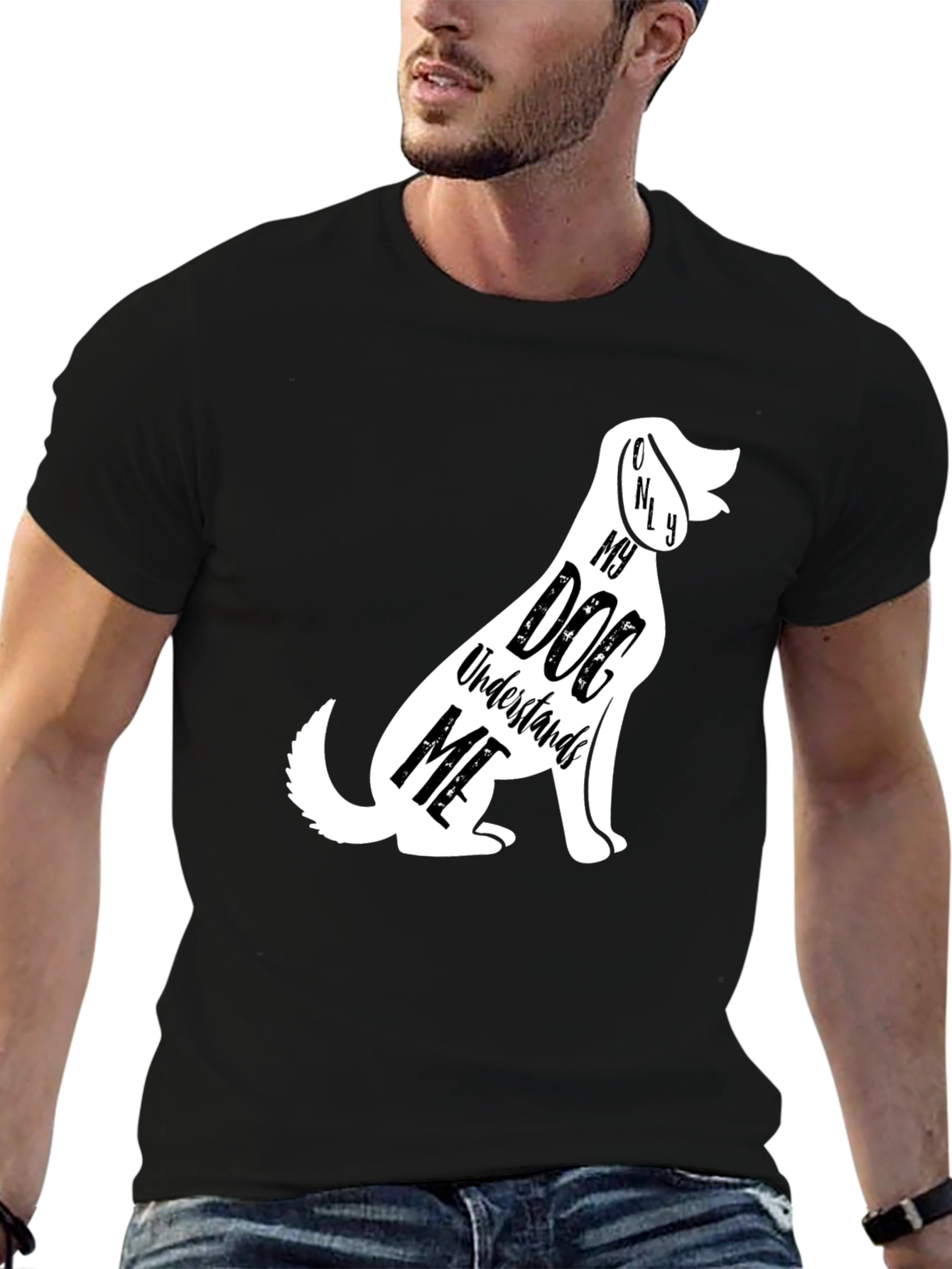 Black Dog Lover T-Shirt - Only My Dog Understands Me - Black view 6